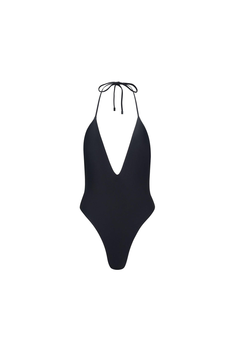 Los Cabos Deep V One Piece Black - PLAYALUXE
