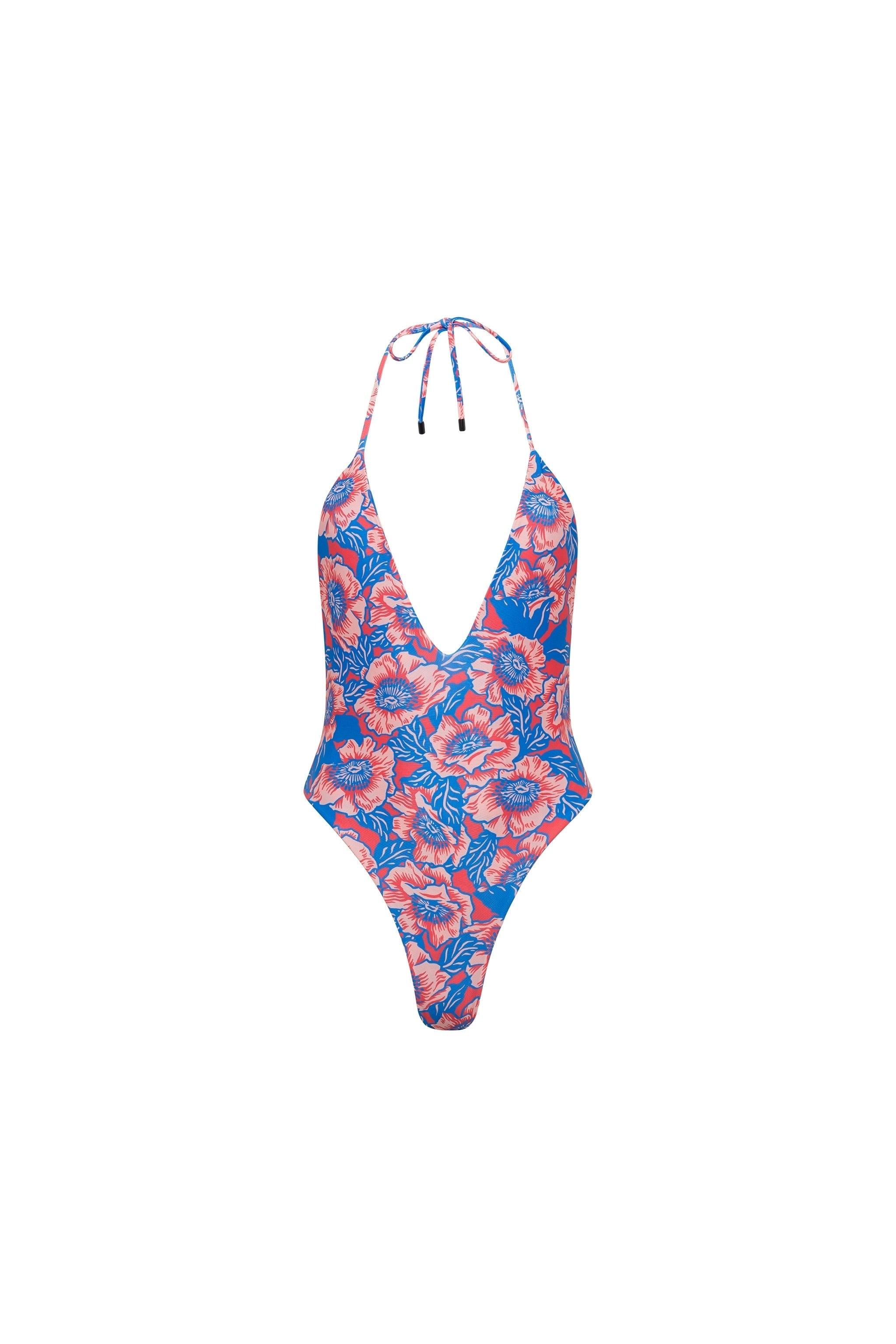 Los Cabos Deep V One Piece Hibiscus - PLAYALUXE