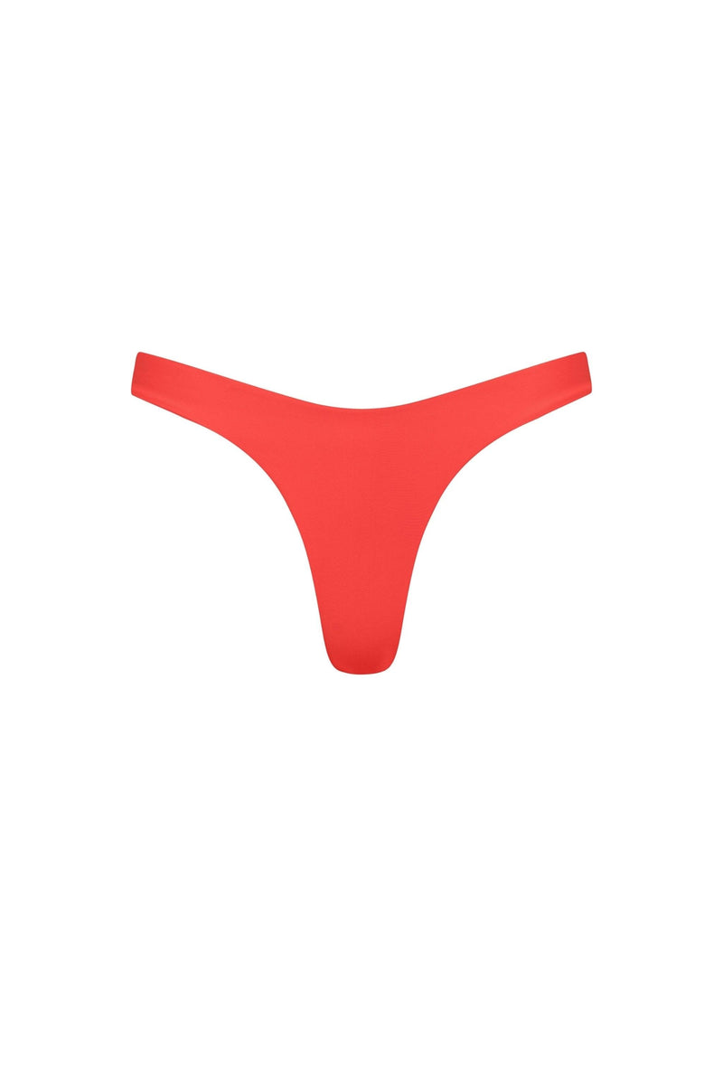 Malibu High Cut Bikini Bottom Red - PLAYALUXE