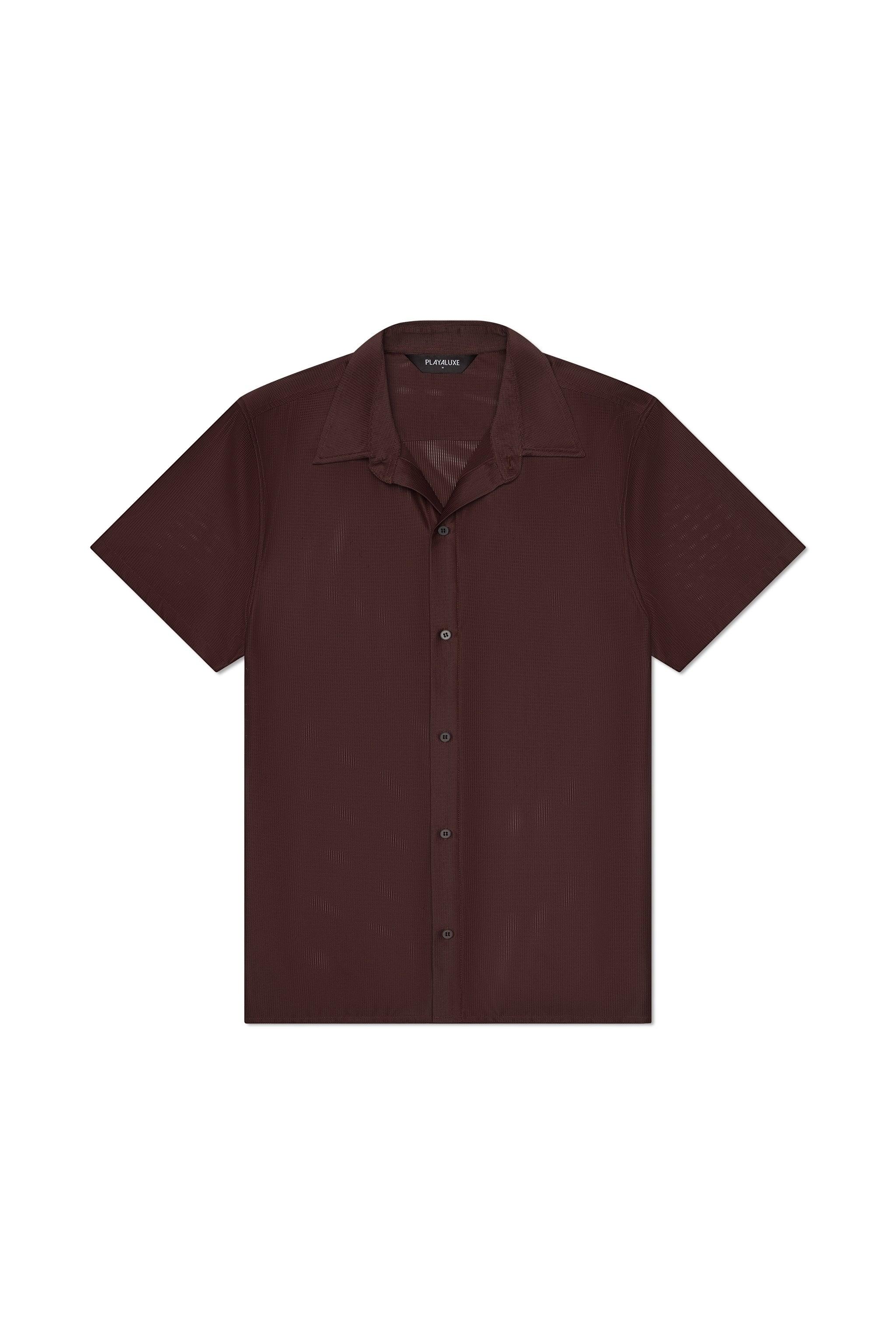 Mallorca Mesh Shirt Dark Brown - PLAYALUXE