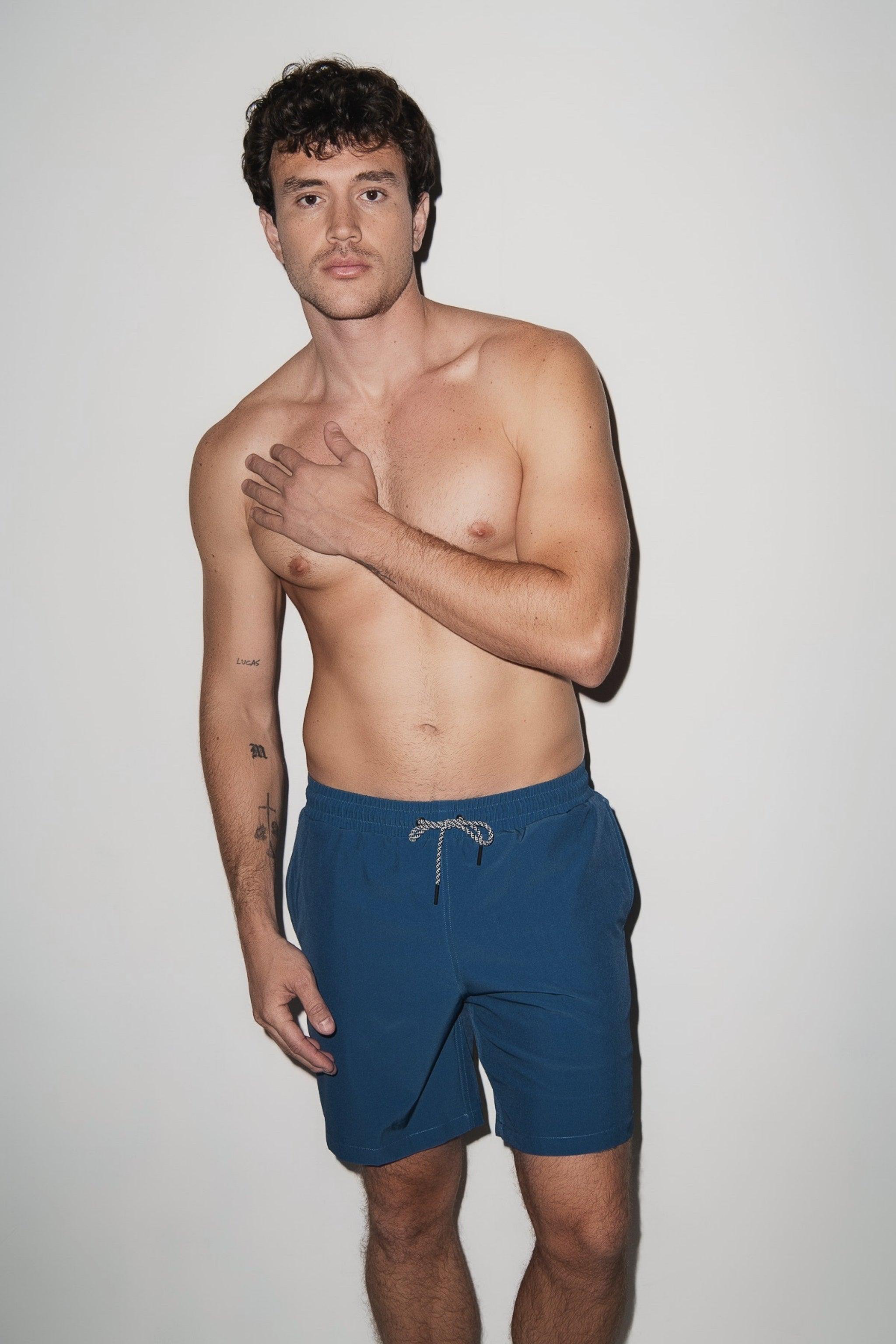 Marbella Classic Swim Trunk Vintage Blue - PLAYALUXE