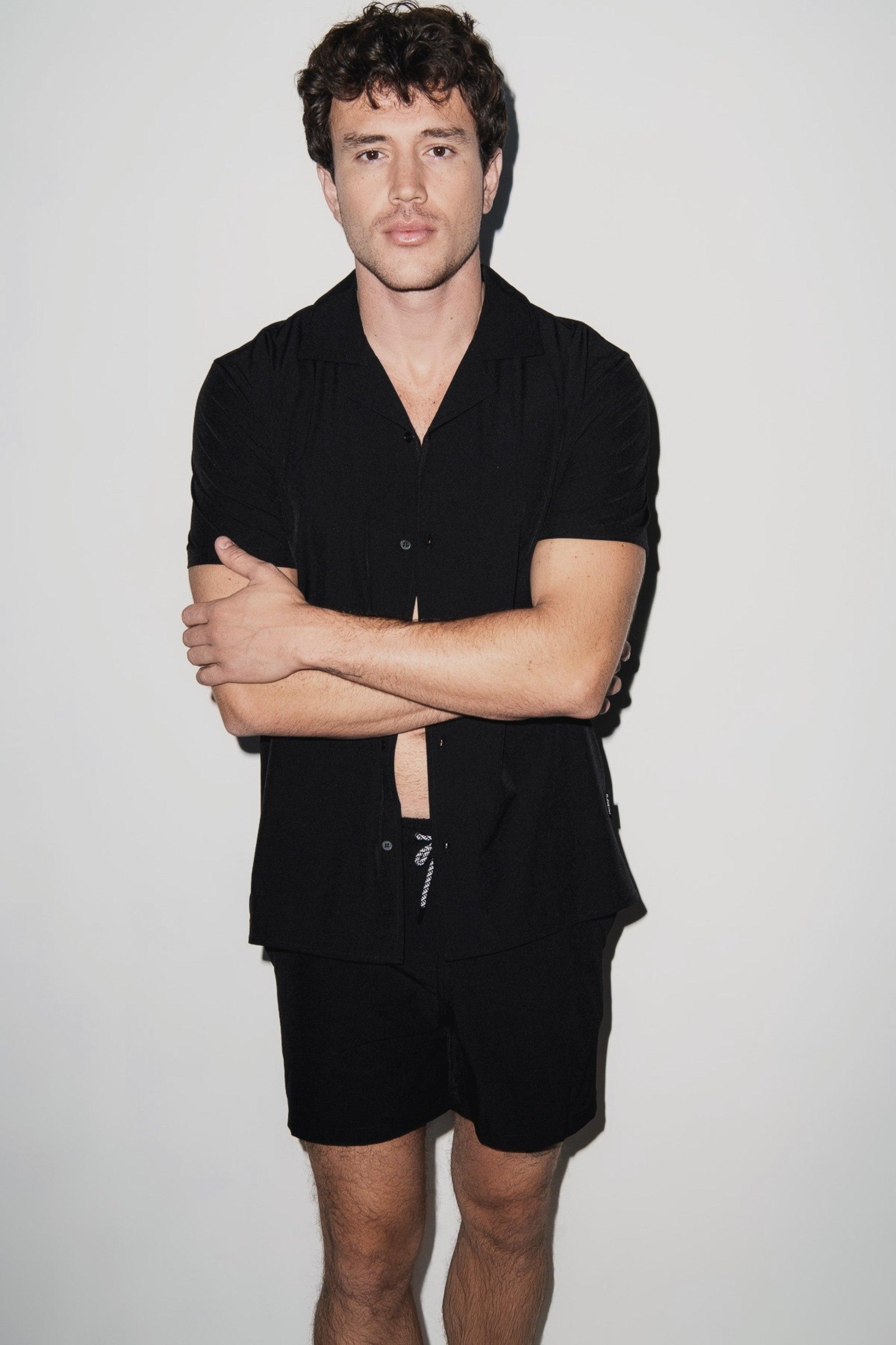 Saint Tropez Cabana Shirt Black - PLAYALUXE