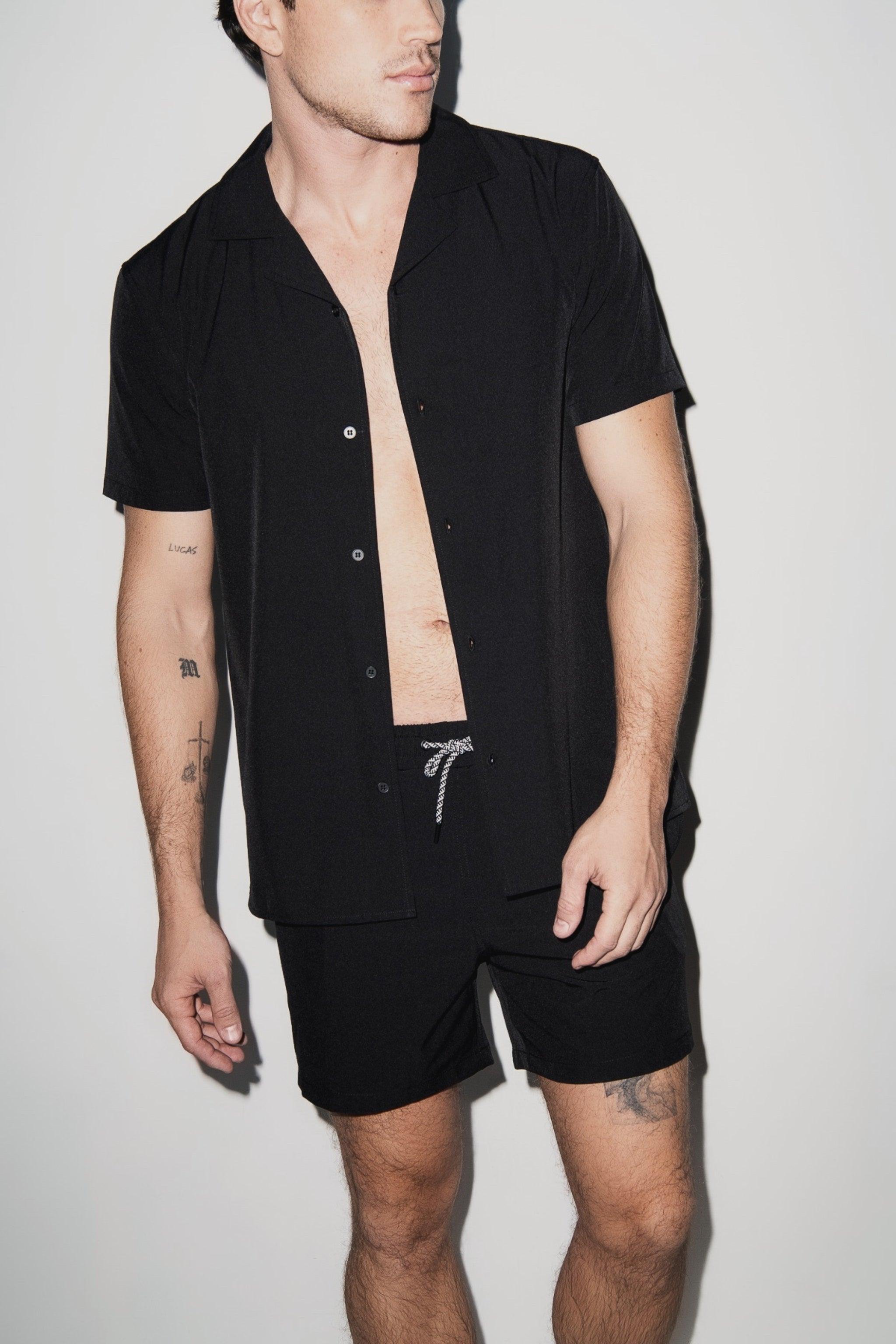 Saint Tropez Cabana Shirt Black - PLAYALUXE