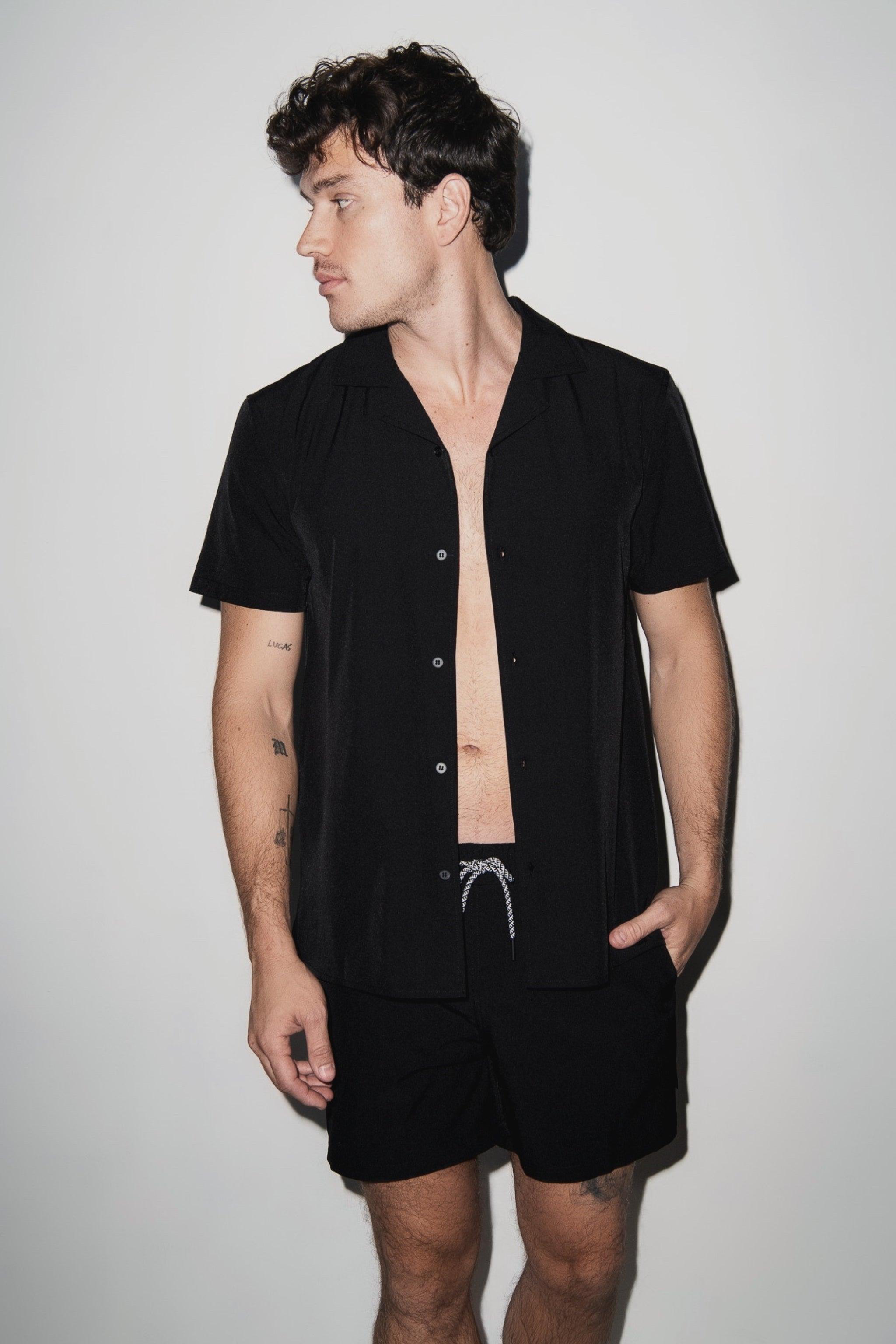 Saint Tropez Cabana Shirt Black - PLAYALUXE
