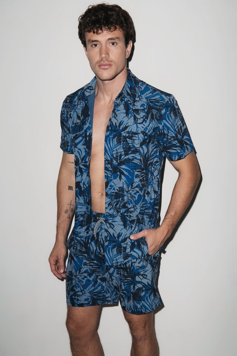 Todos Santos Cabana Set Denim Palm - PLAYALUXE