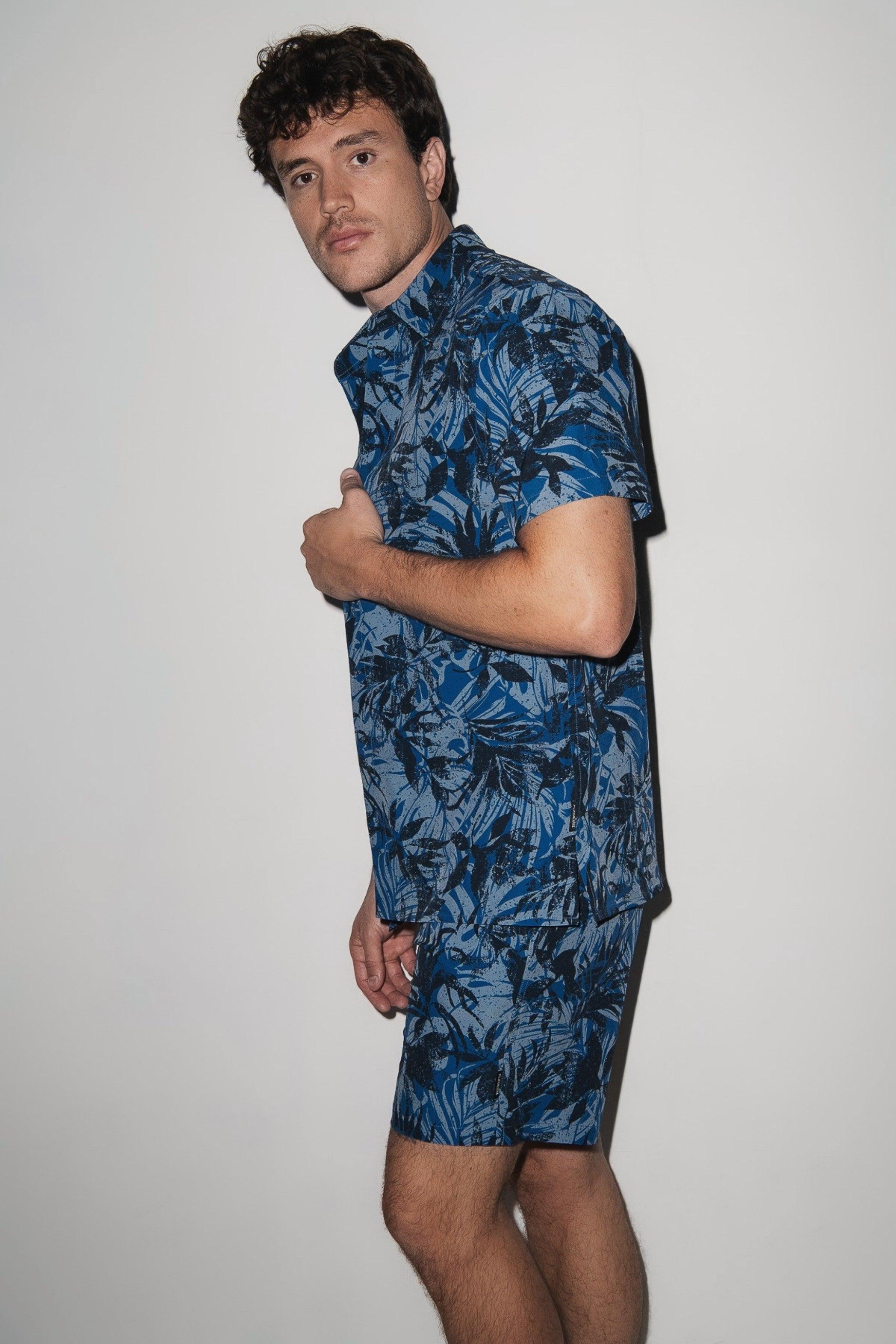 Todos Santos Classic Shirt Denim Palm - PLAYALUXE