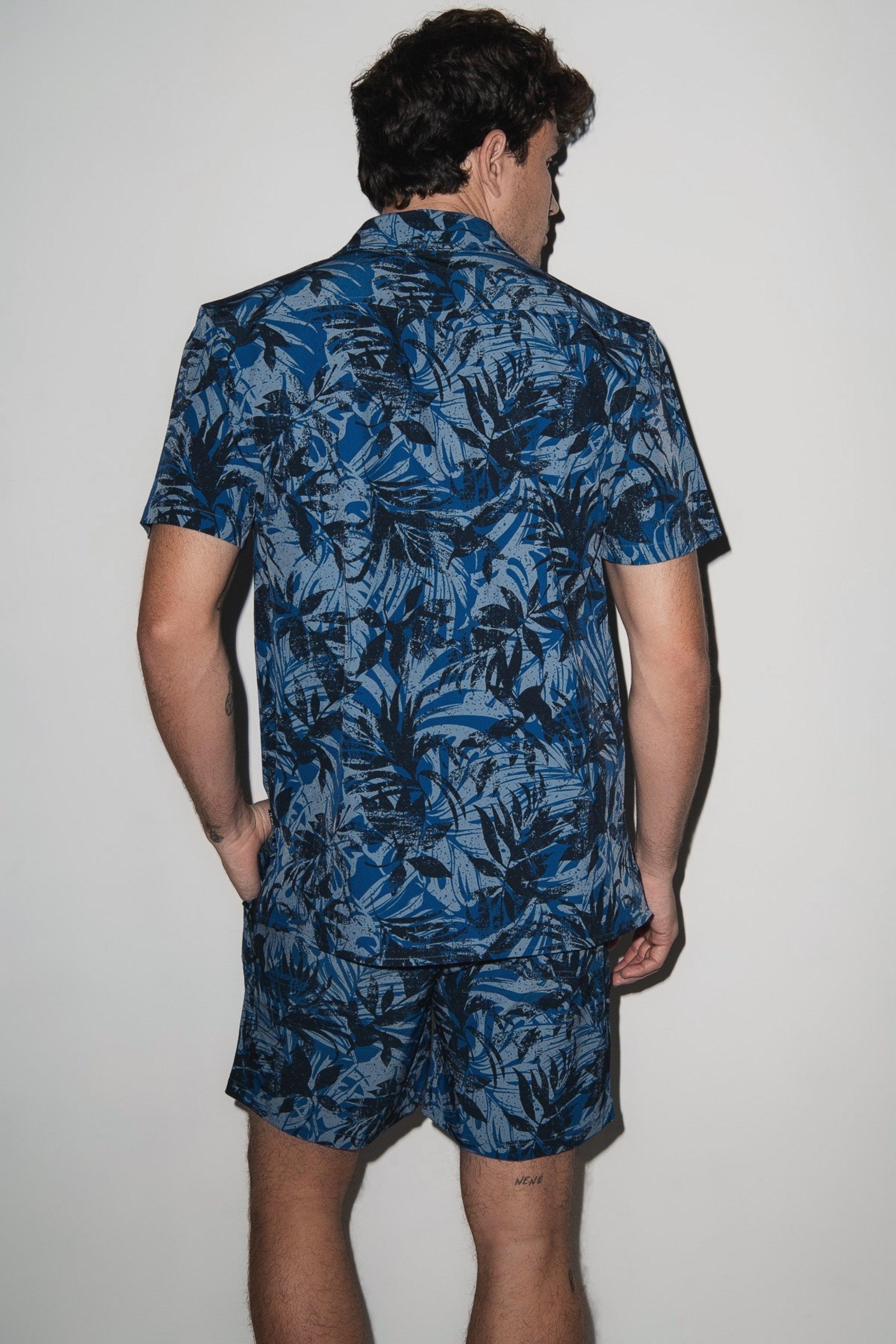 Todos Santos Cabana Set Denim Palm - PLAYALUXE