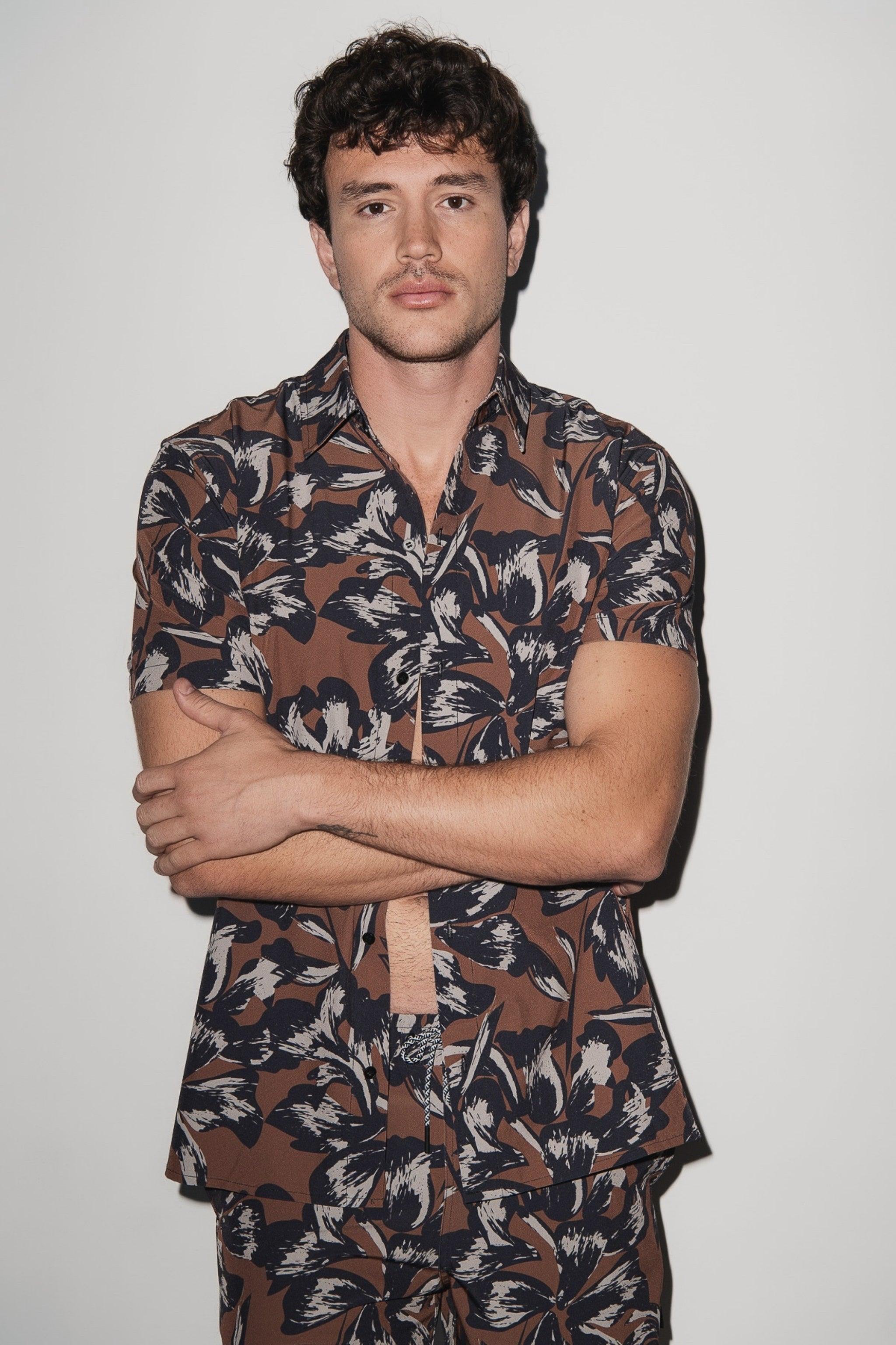 Todos Santos Classic Shirt Tobacco Flower - PLAYALUXE