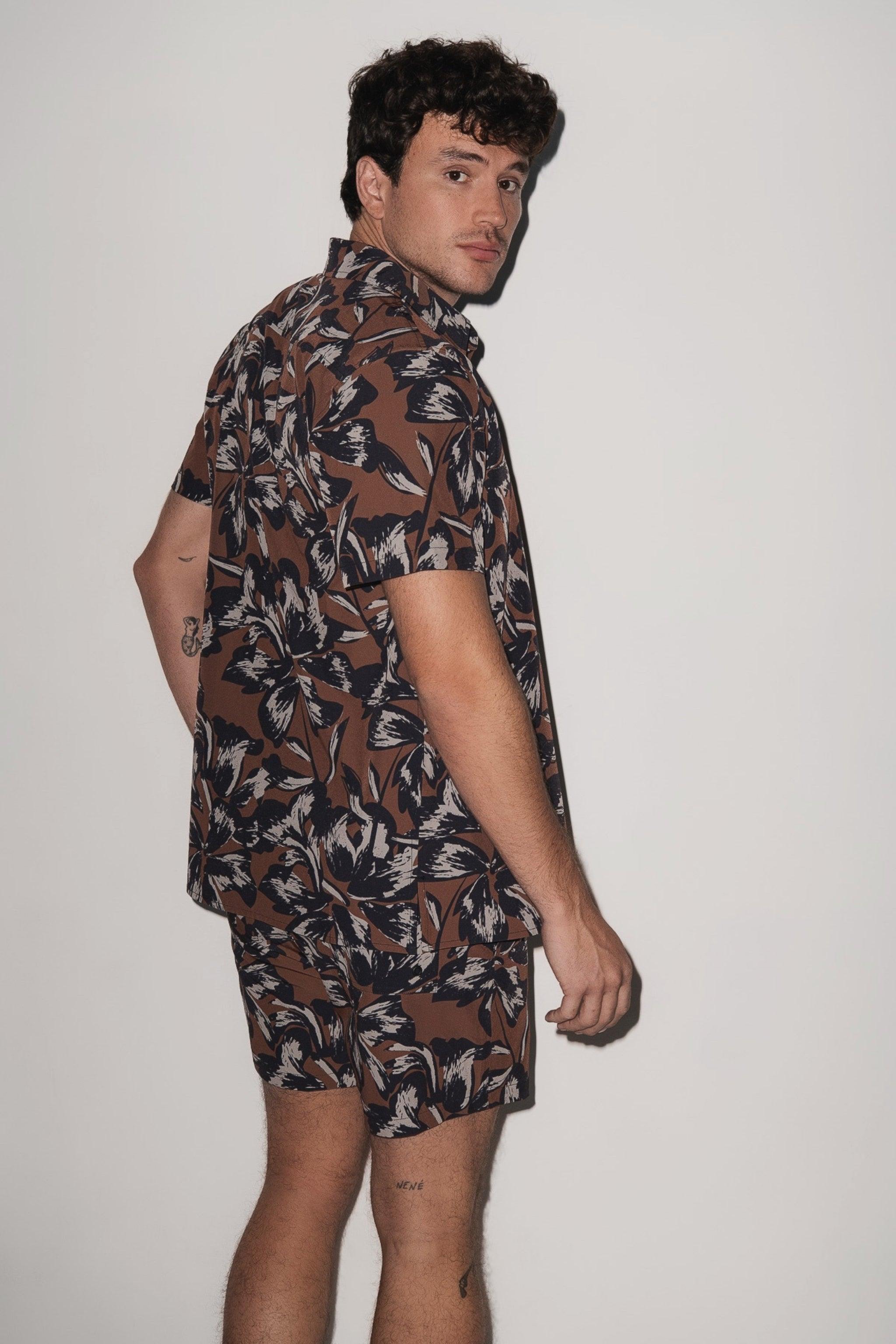 Todos Santos Classic Shirt Tobacco Flower - PLAYALUXE