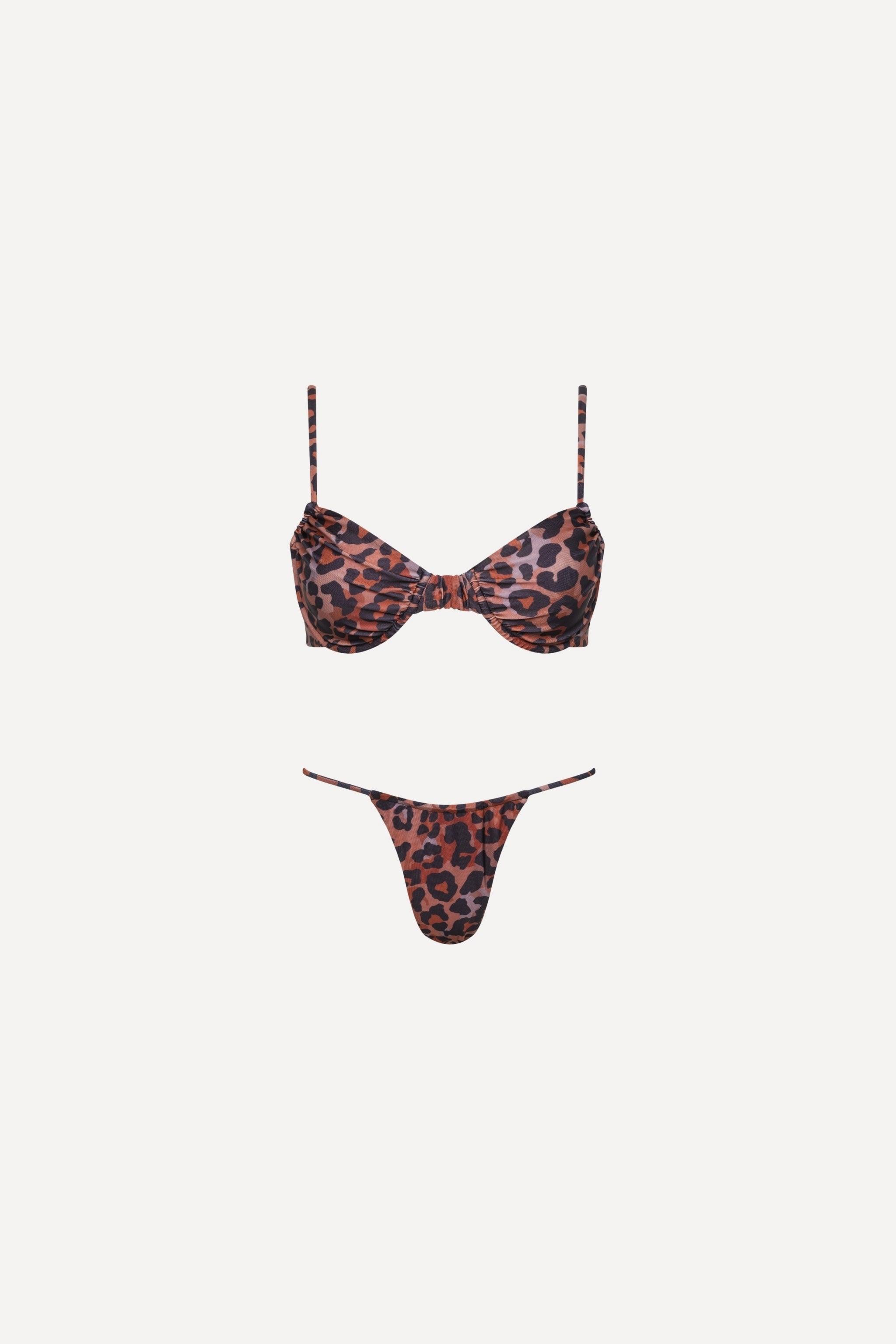 Women's Bikini Leopard Ribbon Swimwear