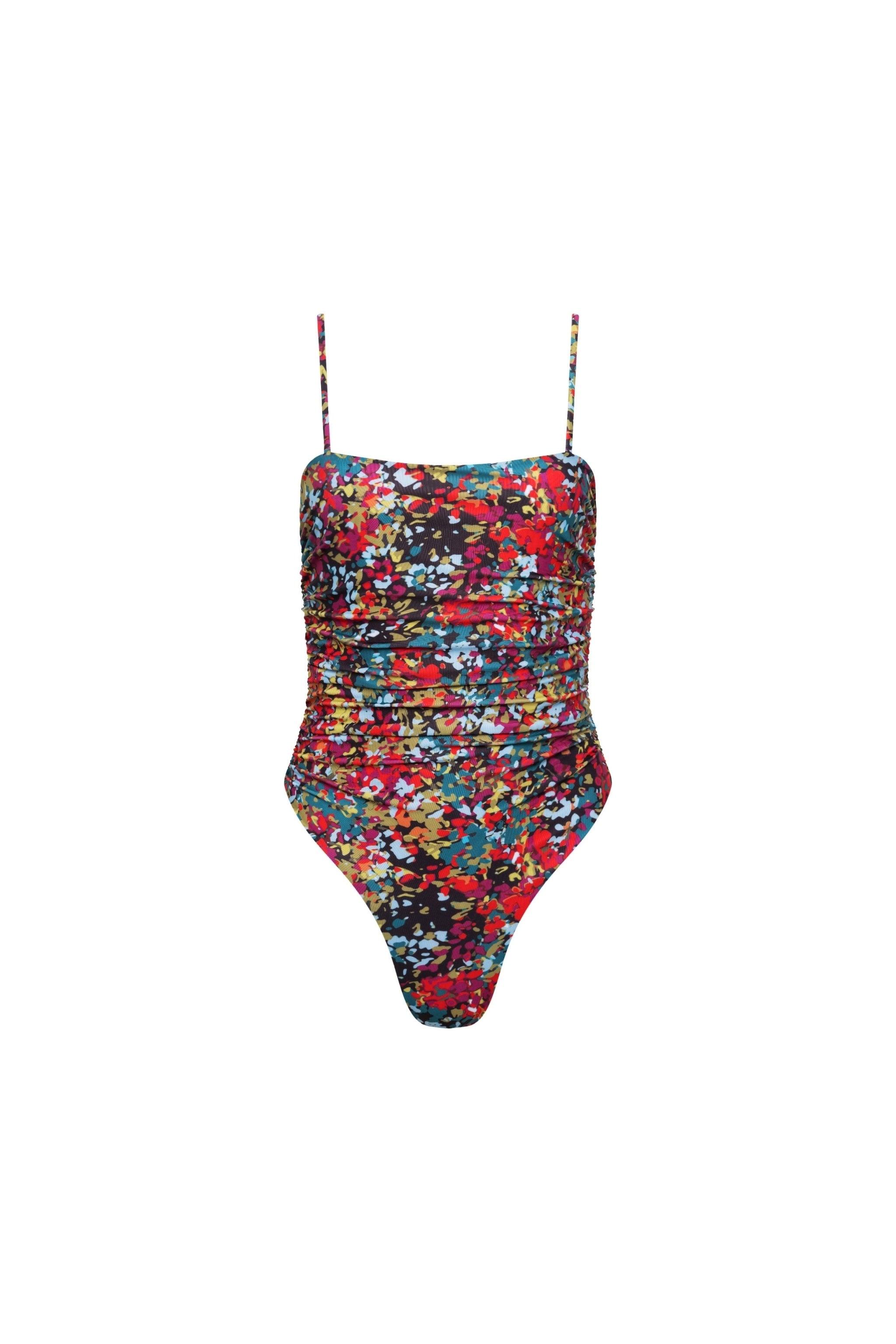 Seychelles Ruched One Piece Red Confetti Floral - PLAYALUXE
