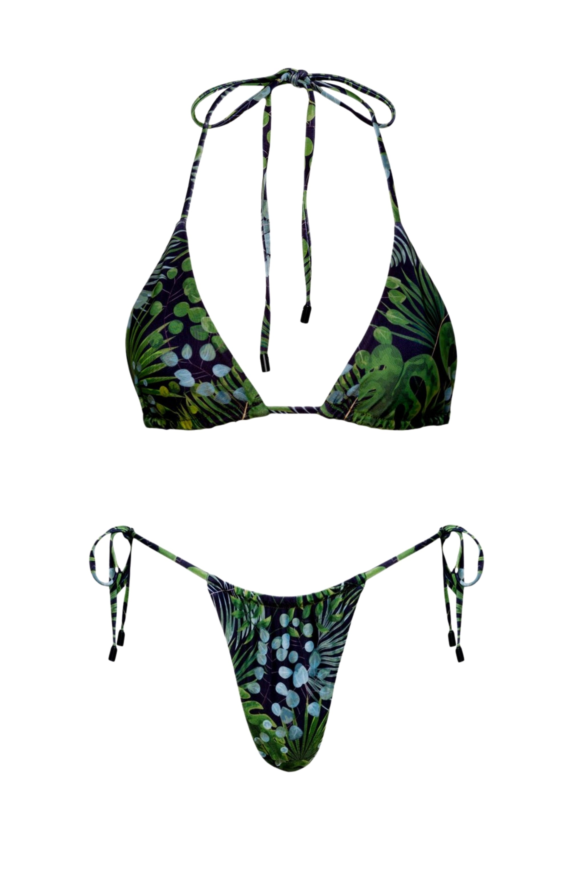 Waikiki Triangle String Bikini Set Green Palm - PLAYALUXE