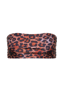 Leopard print bandeau bikini top