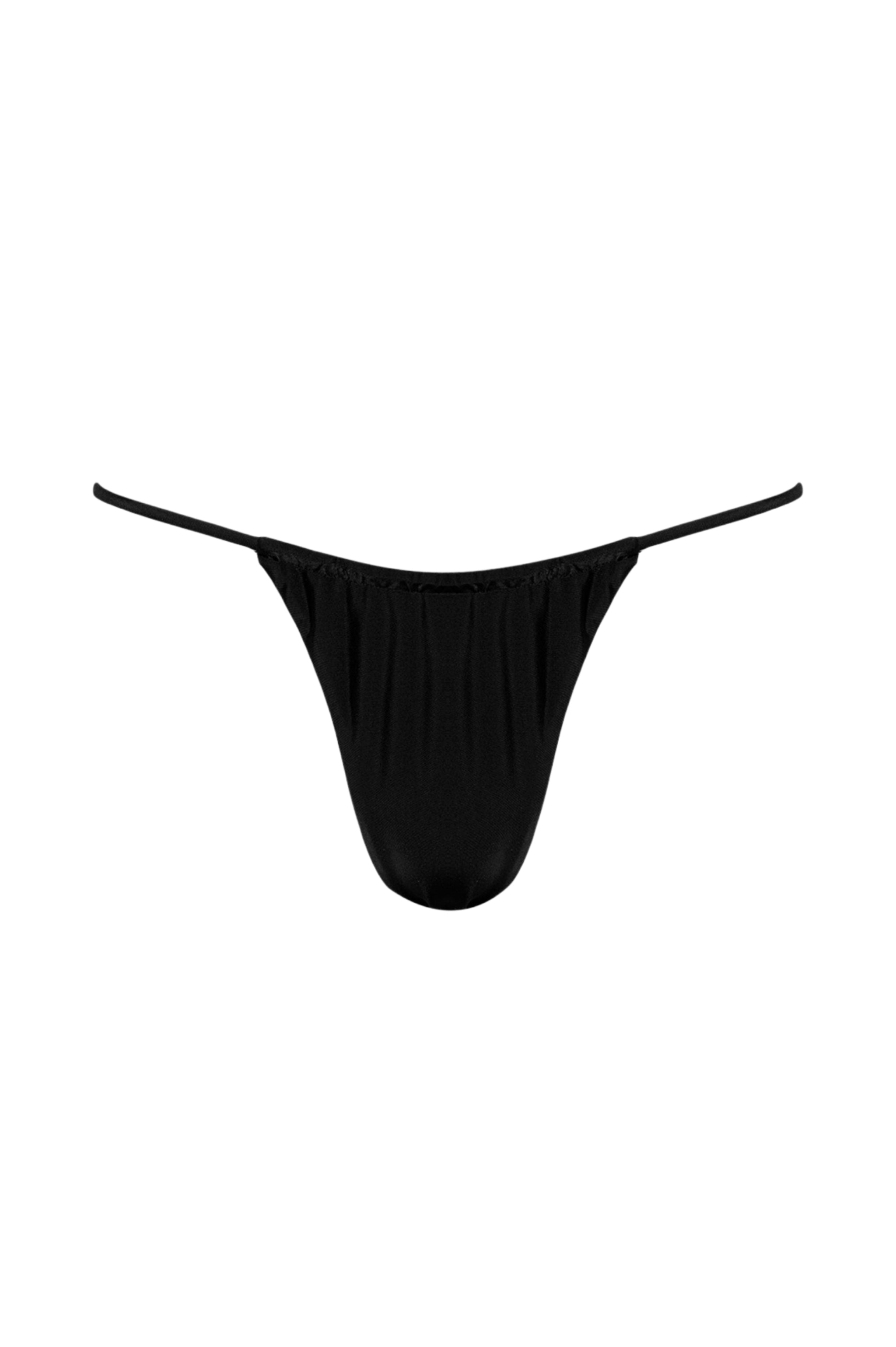 Capri Ruched String Bikini Bottom Black - PLAYALUXE