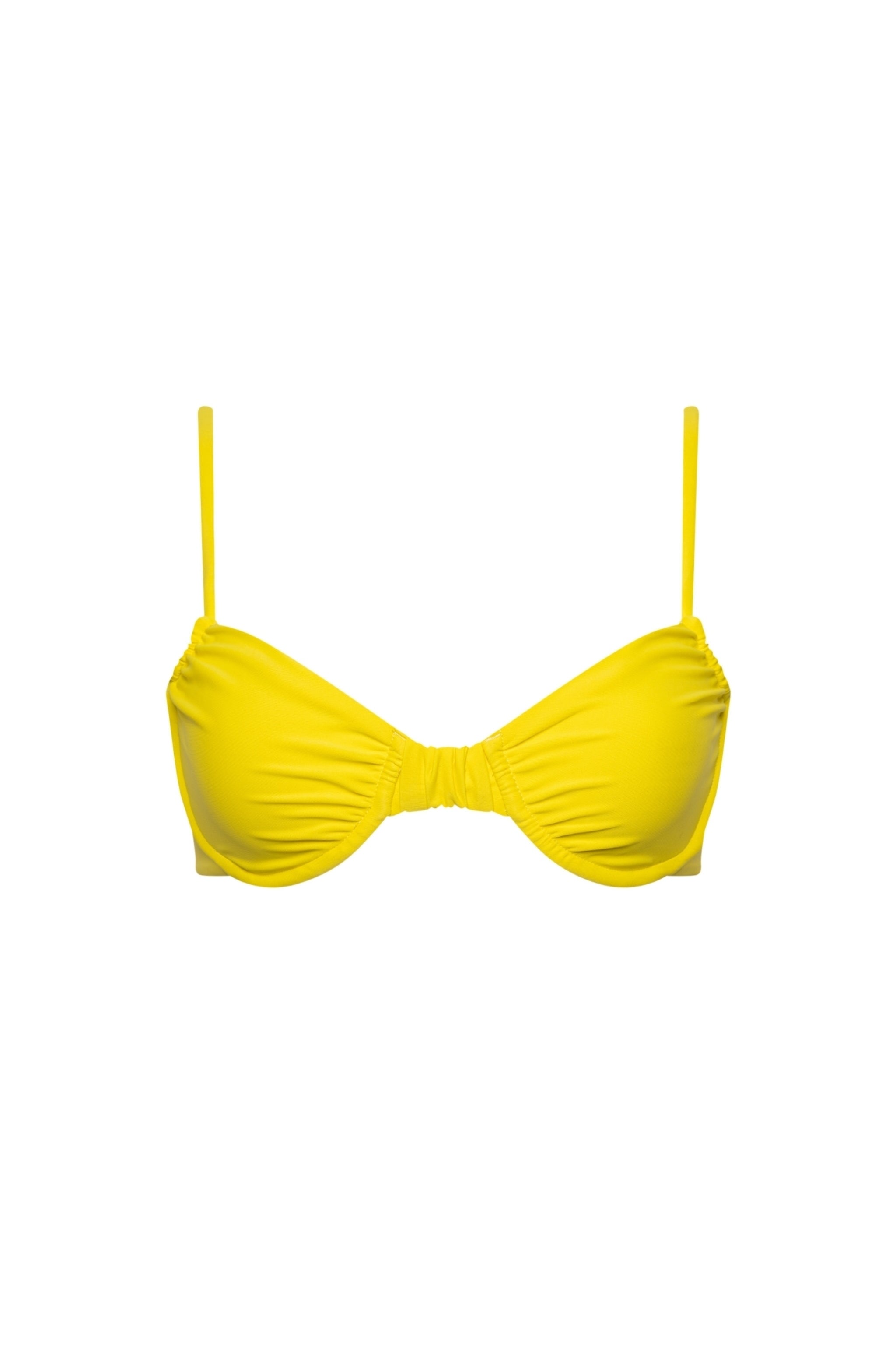 Capri Ruched Underwire Bikini Top Yellow - PLAYALUXE