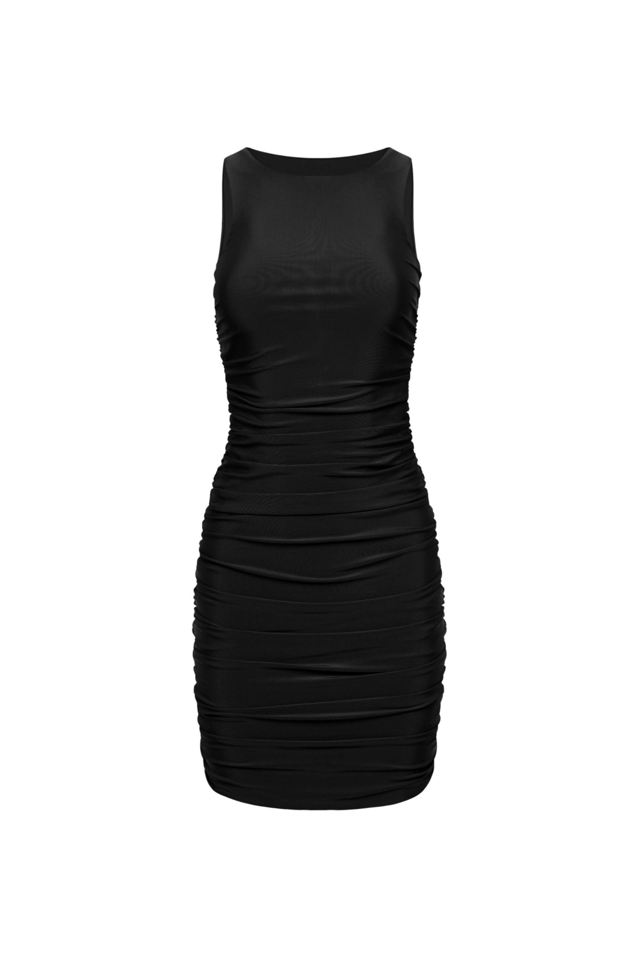 Ibiza Ruched Mini Dress Black - PLAYALUXE