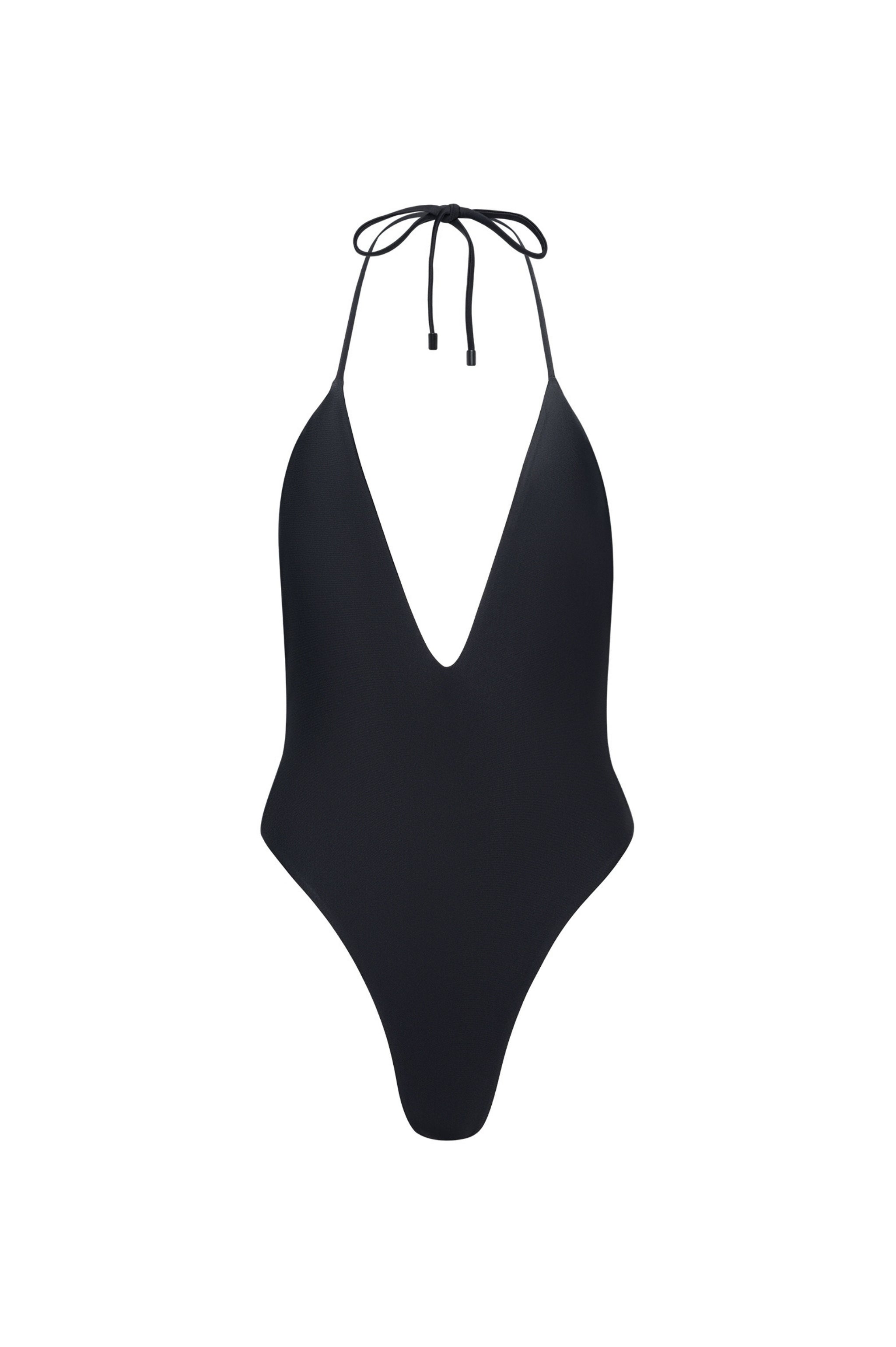 Los Cabos Deep V One Piece Black - PLAYALUXE