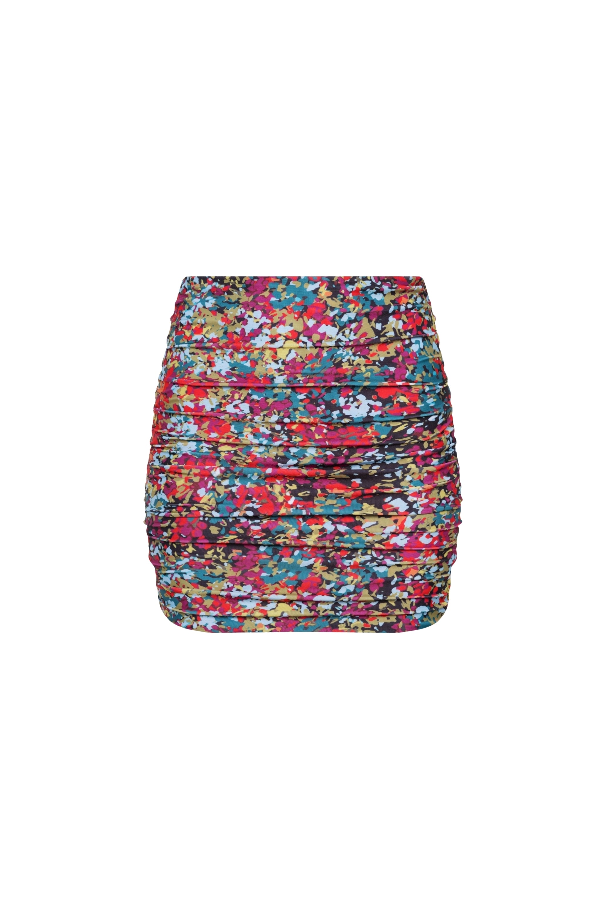 Rio Ruched Mini Skirt Red Confetti - PLAYALUXE