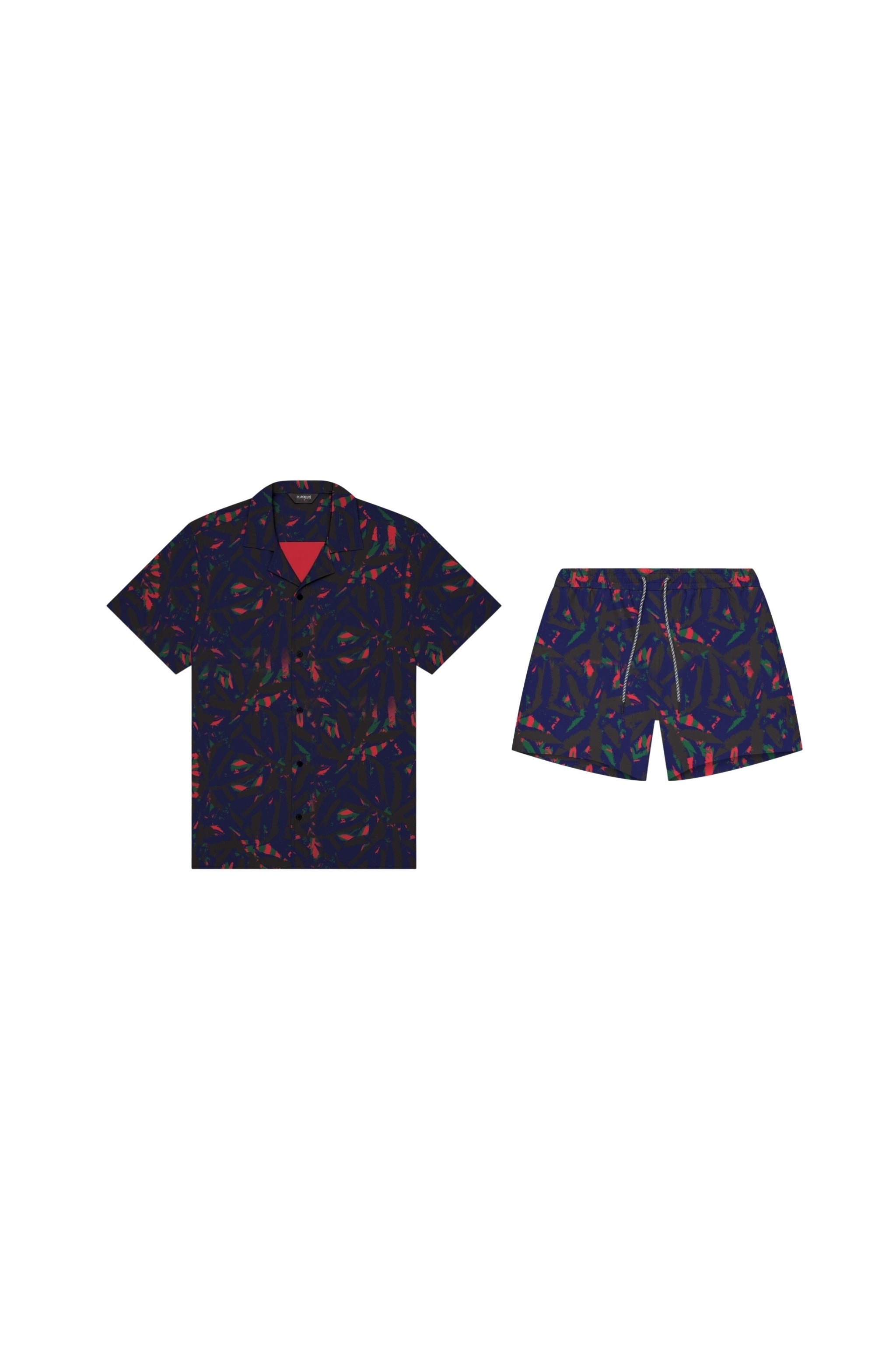 Saint Tropez Cabana Set Navy Palm - PLAYALUXE