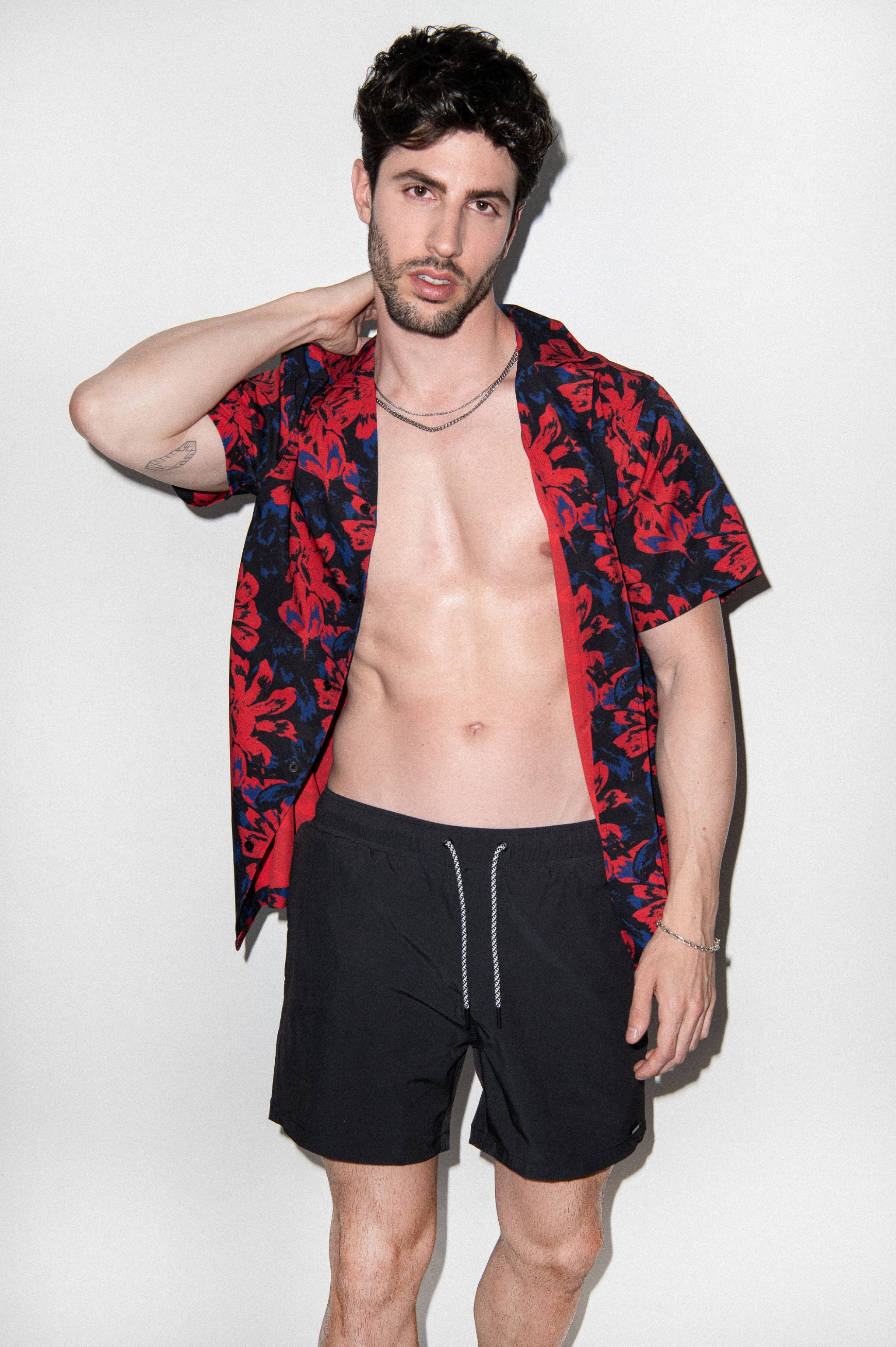 Saint Tropez Red Vintage Floral Cabana Shirt - PLAYALUXE