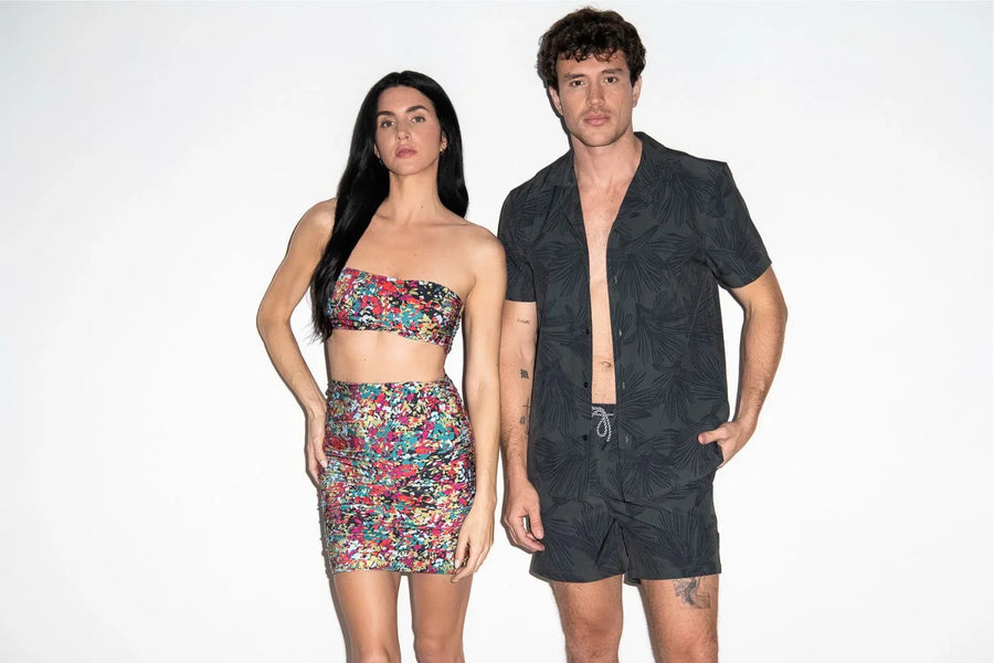 Woman and man in swimwear