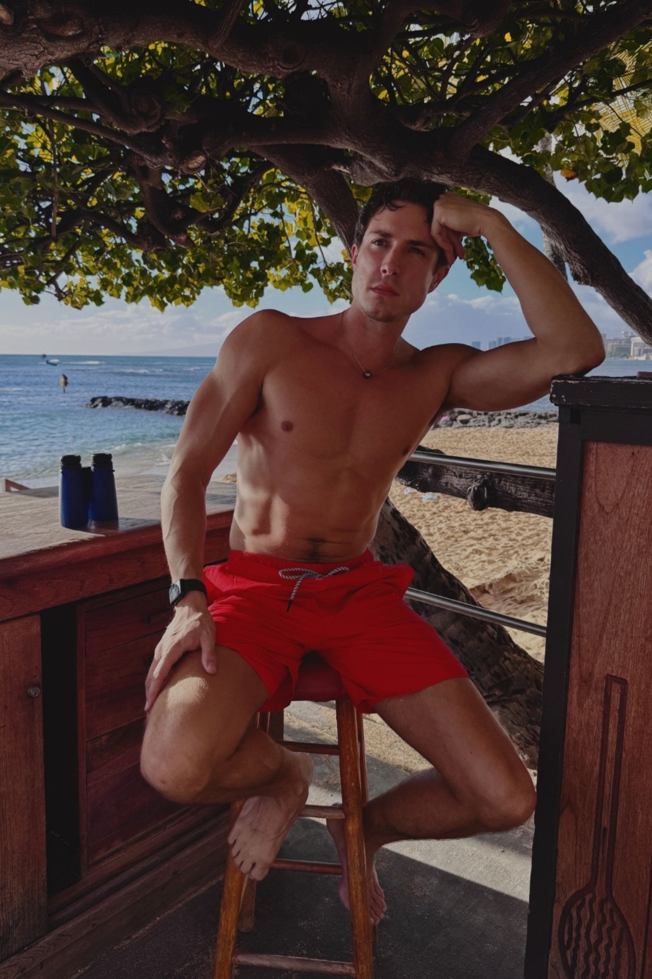 Marbella Classic Swim Trunk Red - PLAYALUXE