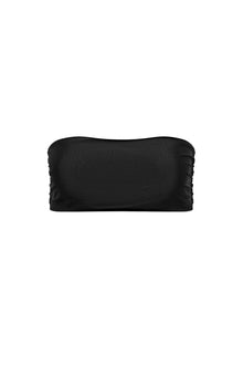 Black Ruched Bandeau Bikini Top