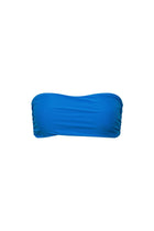 Blue Ruched Bandeau Bikini Top