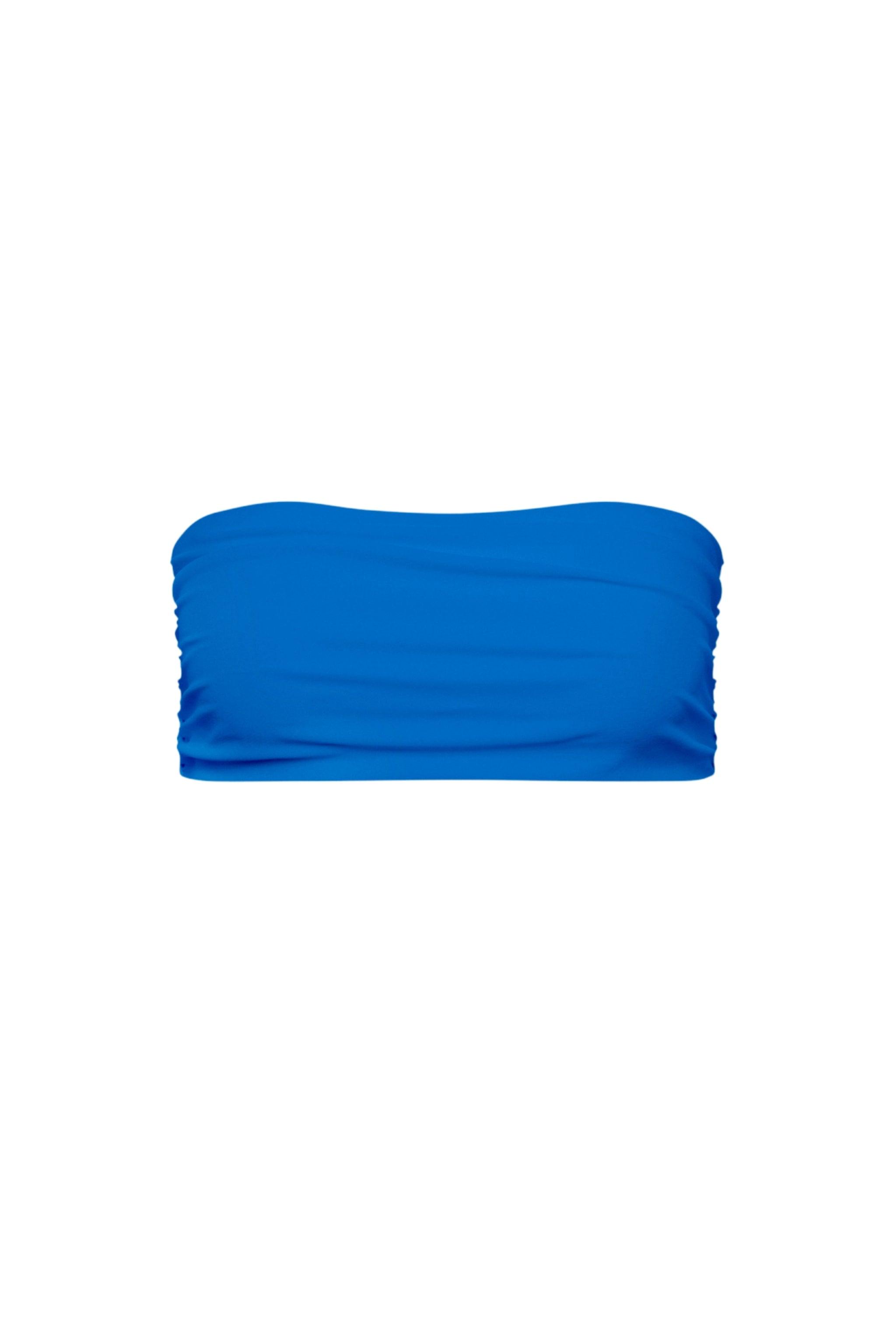 Capri Ruched Bandeau Bikini Top Blue