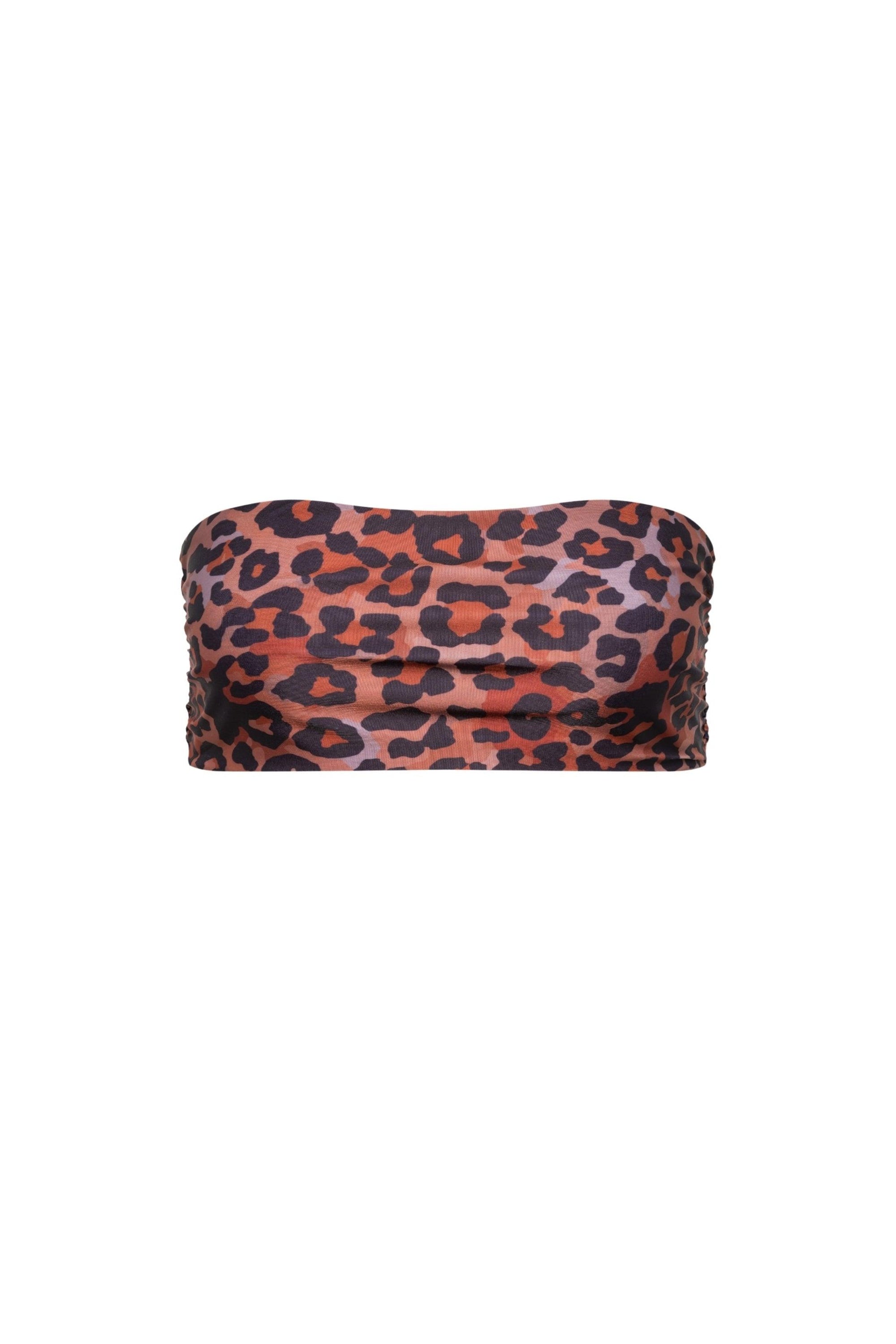 Capri Ruched Bandeau Bikini Top Leoaprd