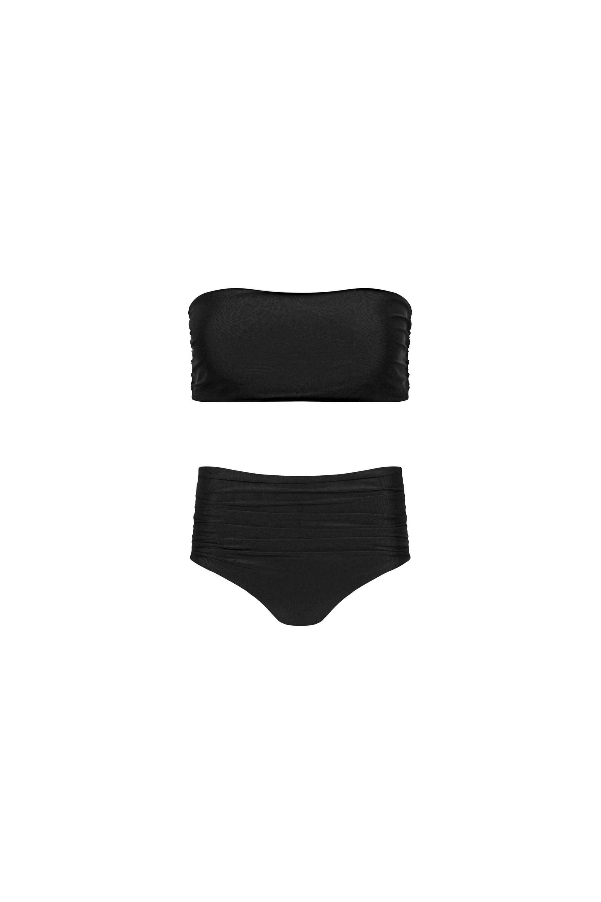 Black Ruched Full Coverage Bikini Set