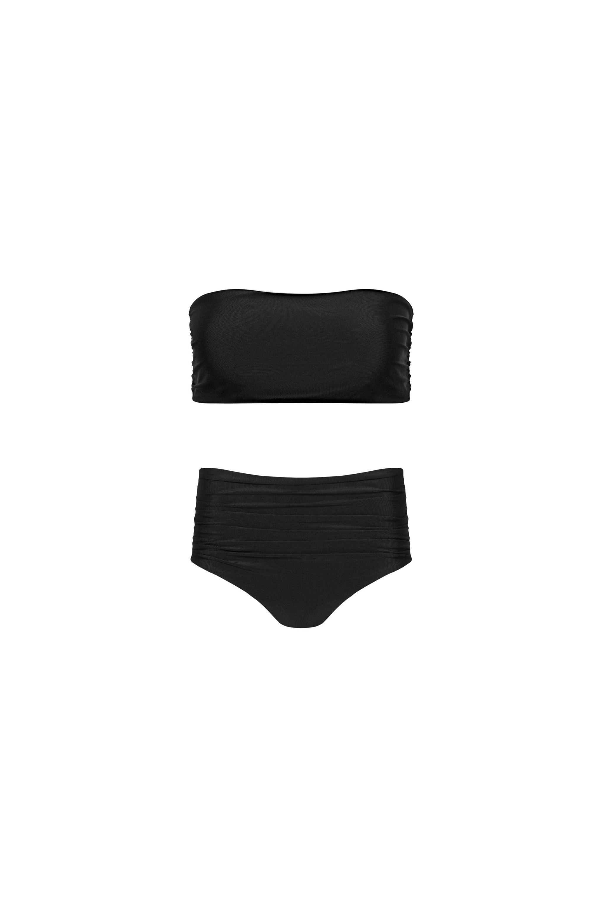 Black Ruched Full Coverage Bikini Set