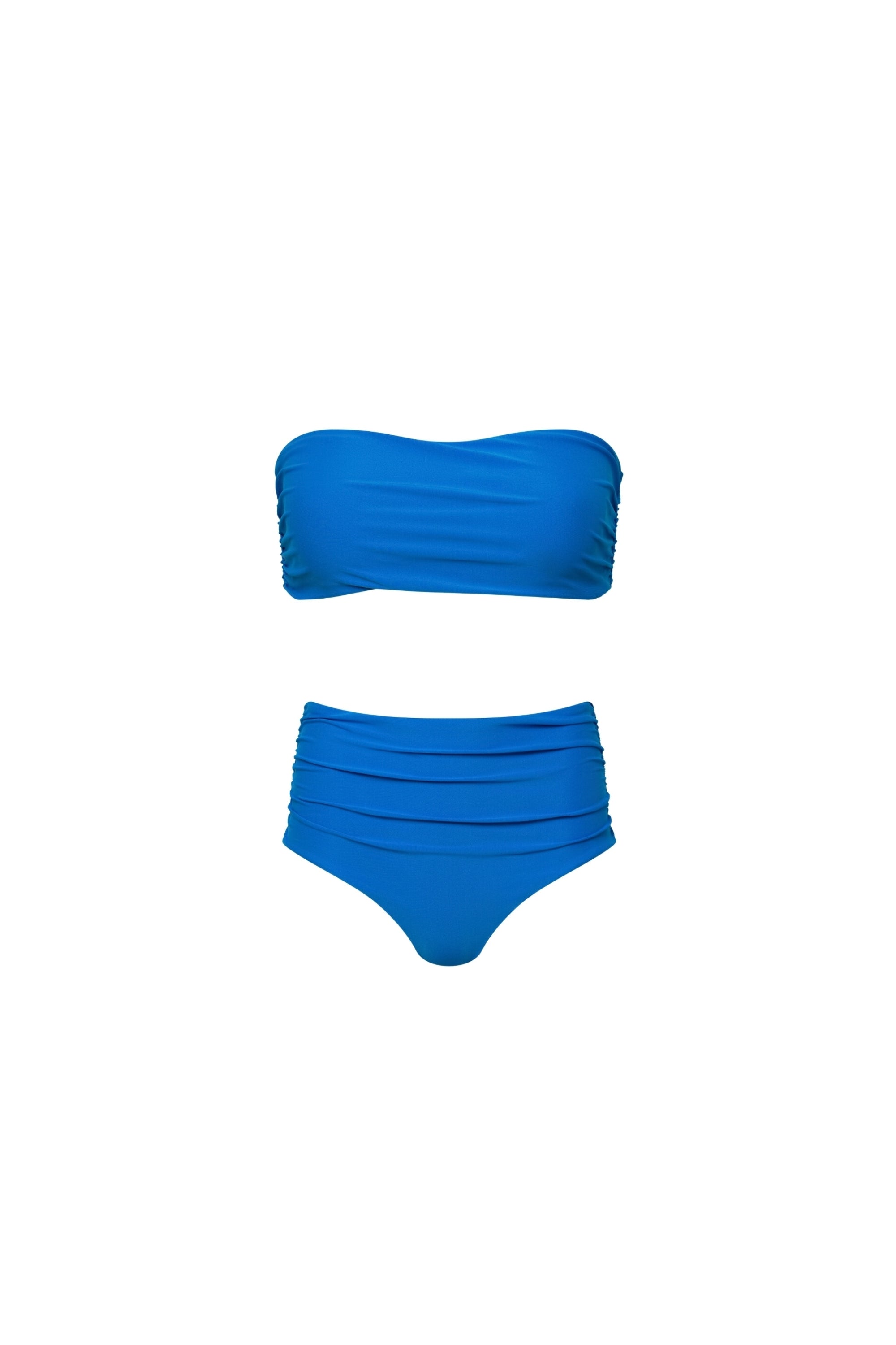 Blue Ruched Full Coverage Bikini Set