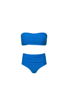Blue Ruched Full Coverage Bikini Set