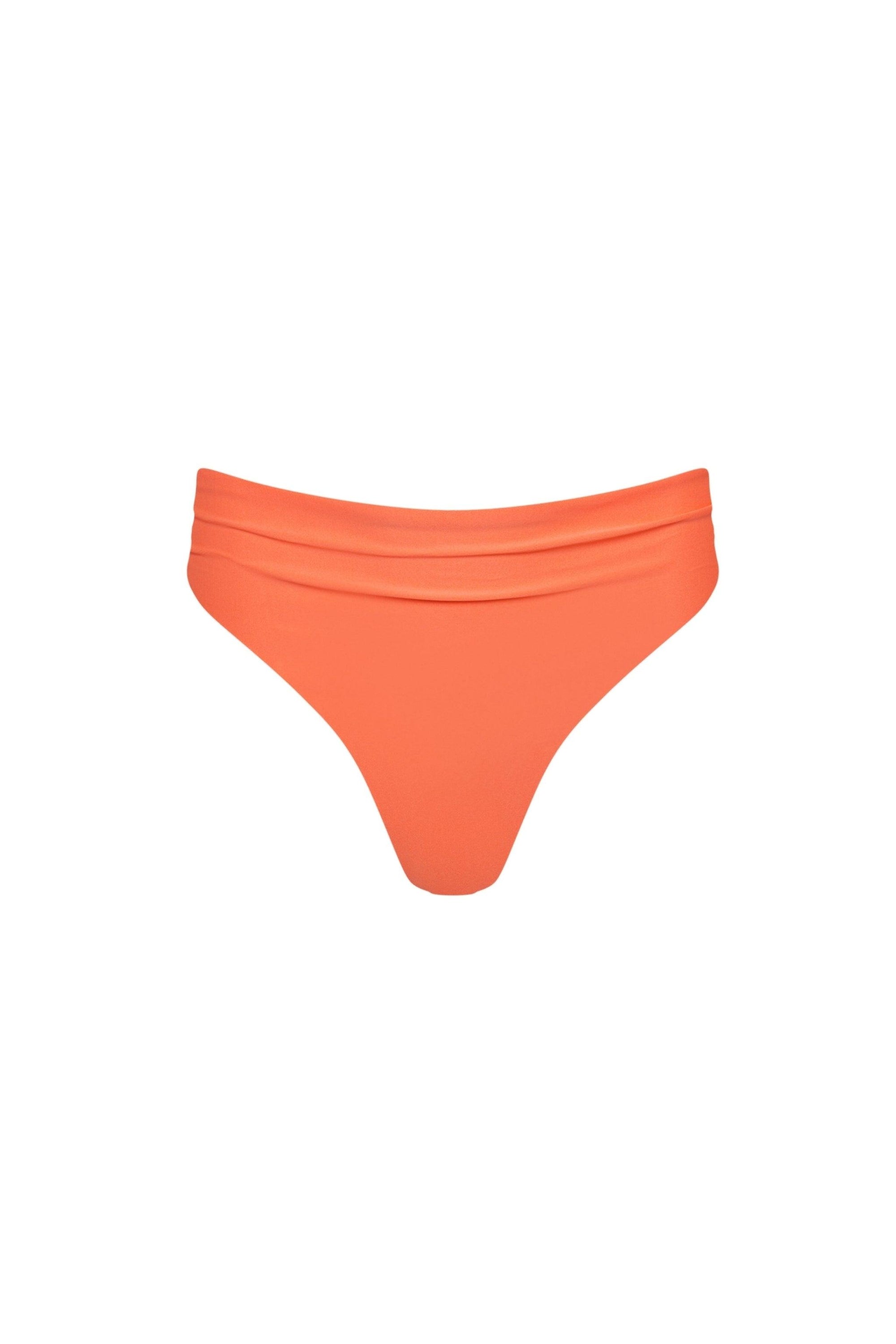 Capri Ruched High Waist Thong Bikini Bottom Peach