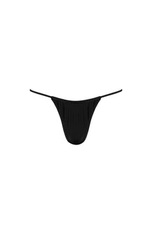 Capri Ruched String Bikini Bottom Black