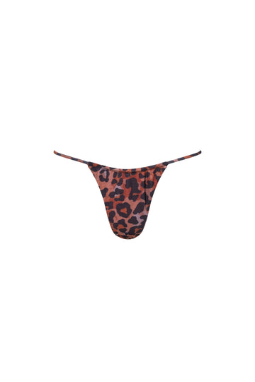 Capri Ruched String Bikini Bottom Leopard - PLAYALUXE