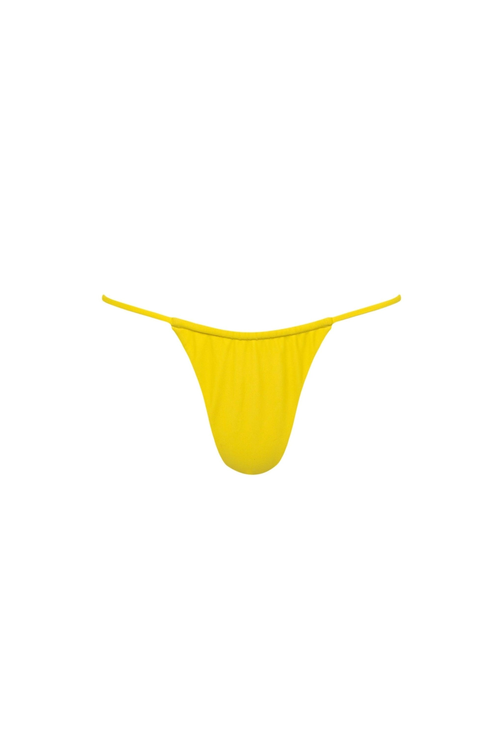 Yellow Ruched String Bikini Bottom