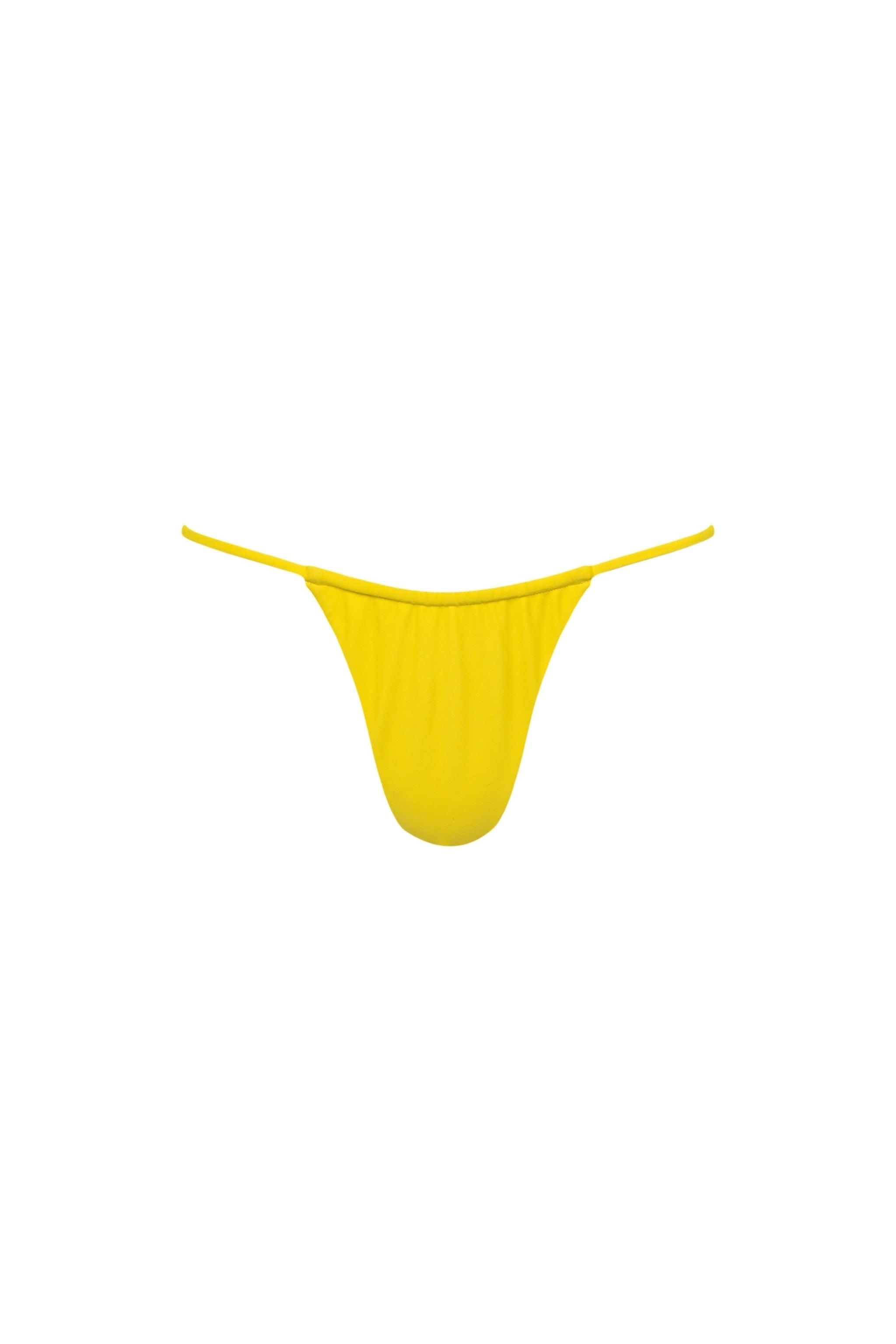 Yellow Ruched String Bikini Bottom