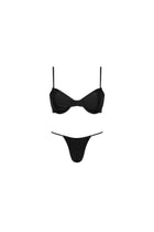 Capri Ruched Underwire String Bikini Set Black