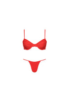 Capri Ruched Underwire String Bikini Set Red