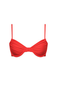 Red Ruched Underwire Bikini Top