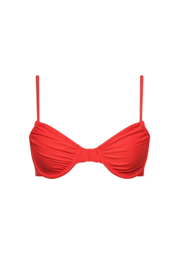 Capri Ruched Underwire Bikini Top Red - PLAYALUXE