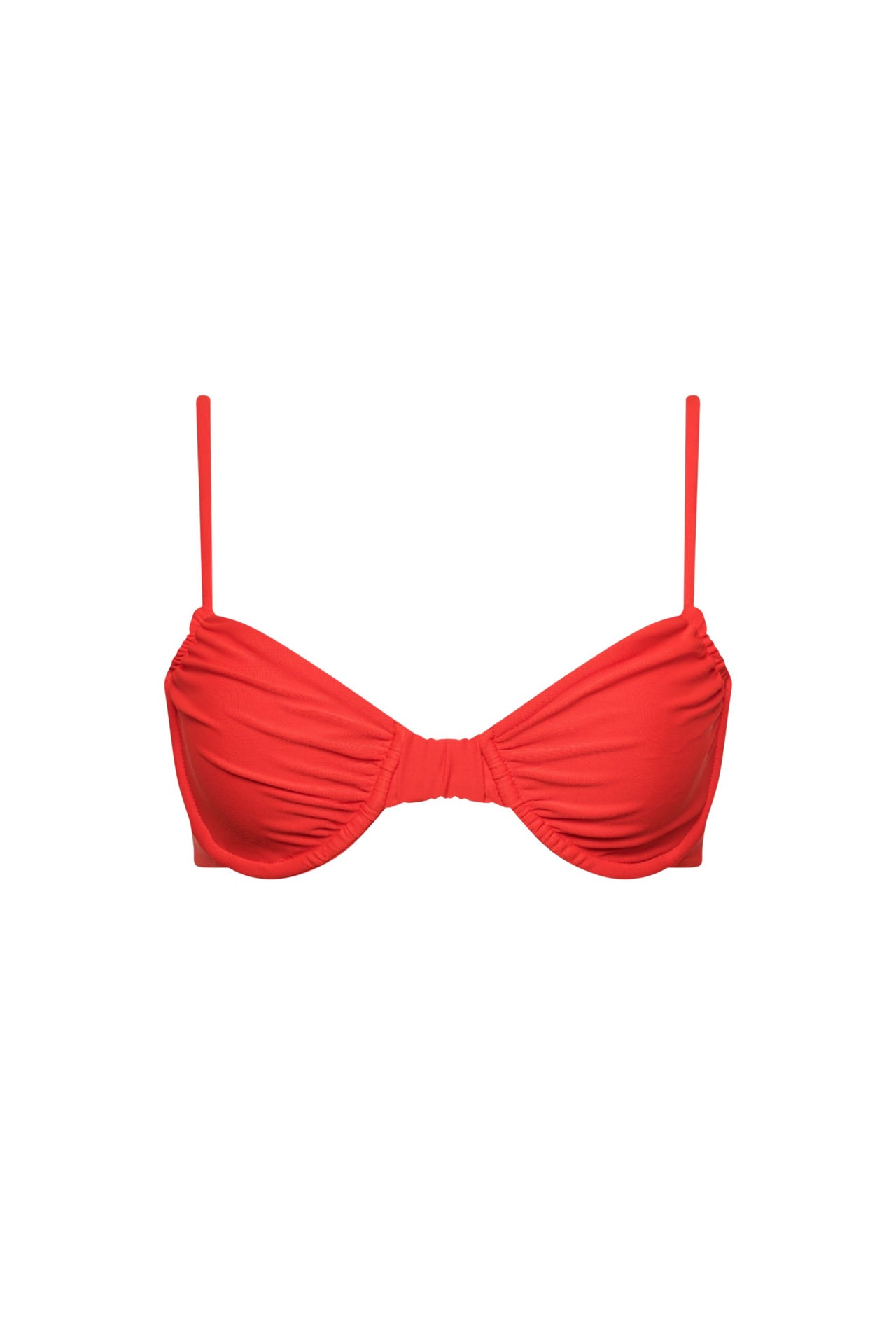 Capri Ruched Underwire Bikini Top Red