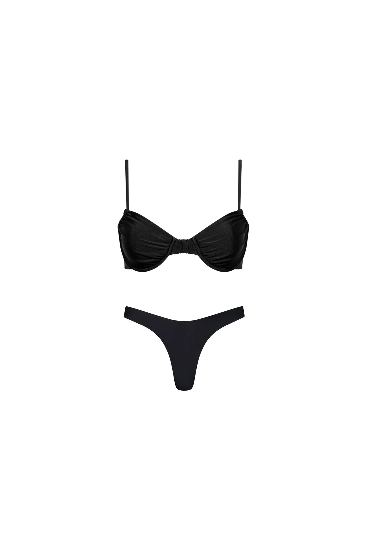 High Cut Underwire Bikini Set Black - PLAYALUXE