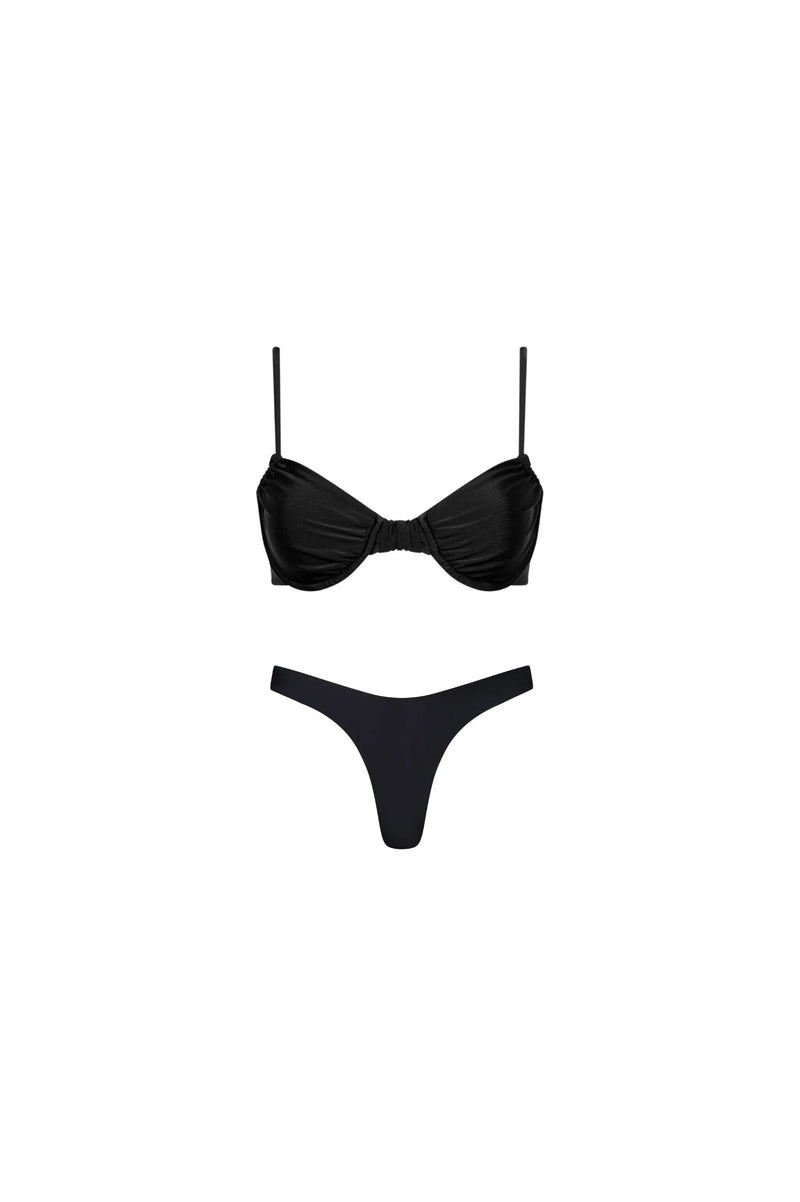 High Cut Underwire Bikini Set Black - PLAYALUXE