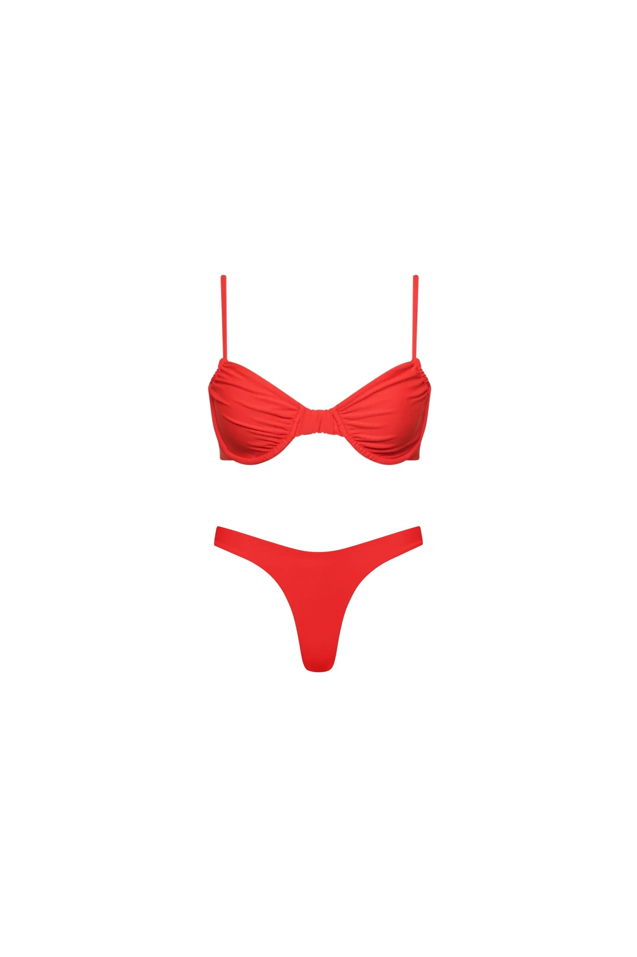 High Cut Underwire Bikini Set Red - PLAYALUXE