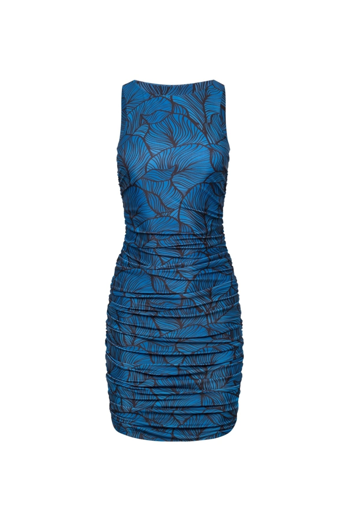 Blue Leaf Ibiza ruched mini dress, front product view