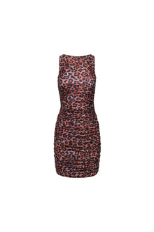 Ibiza Ruched Mini Dress Leopard