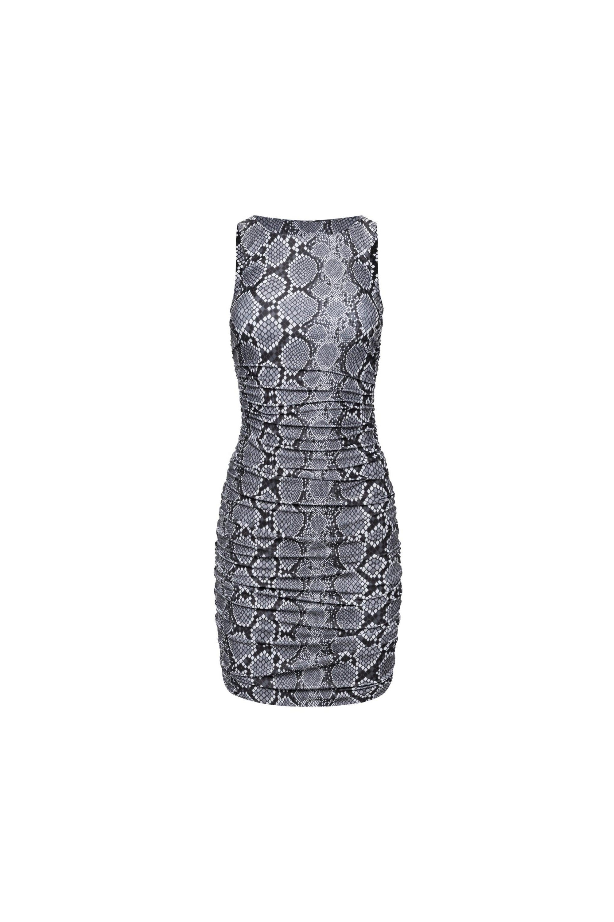 Ibiza Ruched Mini Dress Snake